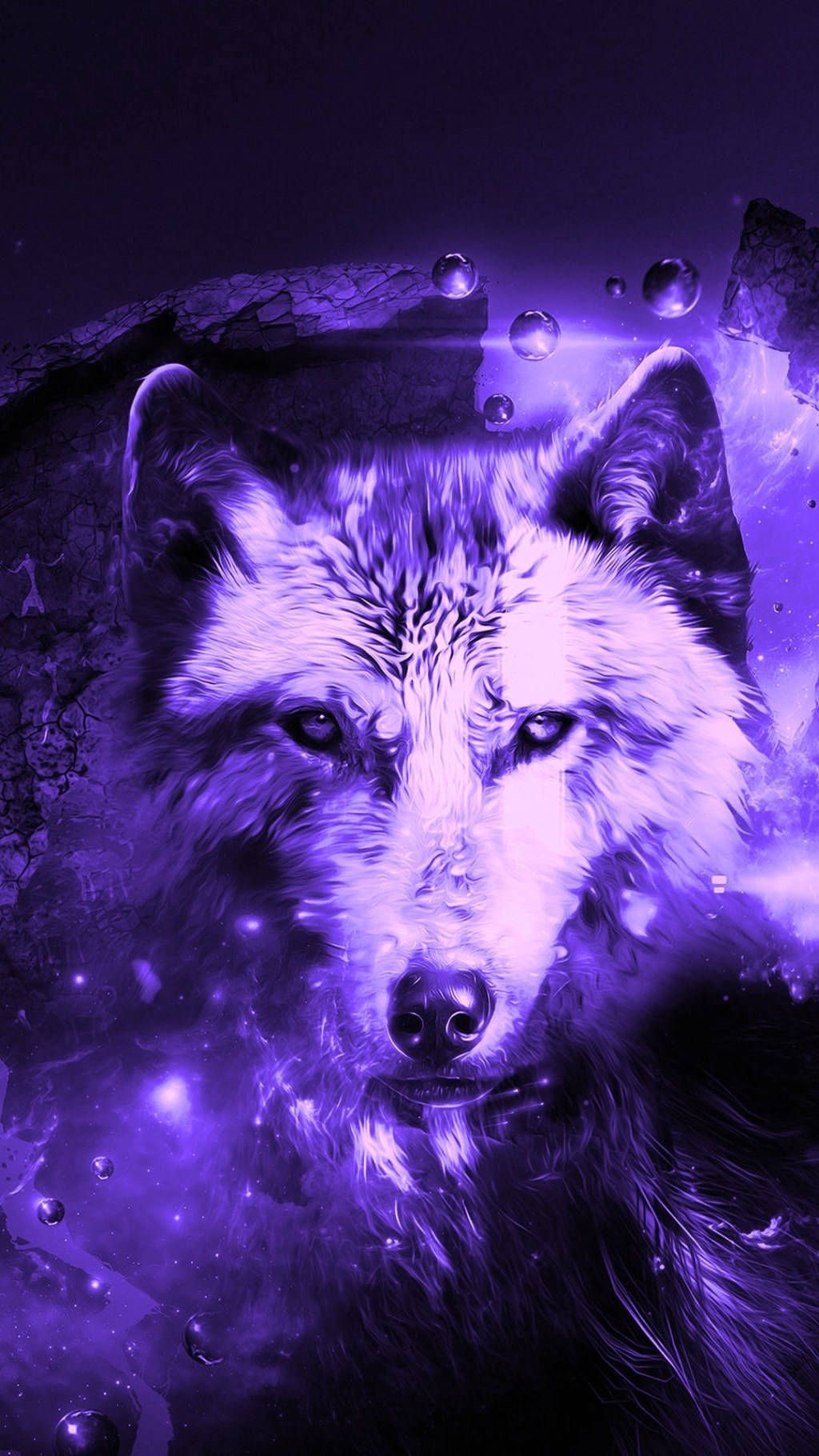 1024x1820 Download Cool Electric Purple Galaxy Wolf Face Wallpaper