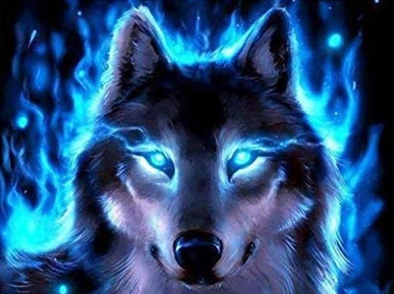 1280x957 5D Diamond Painting Electric Wolf Kit
