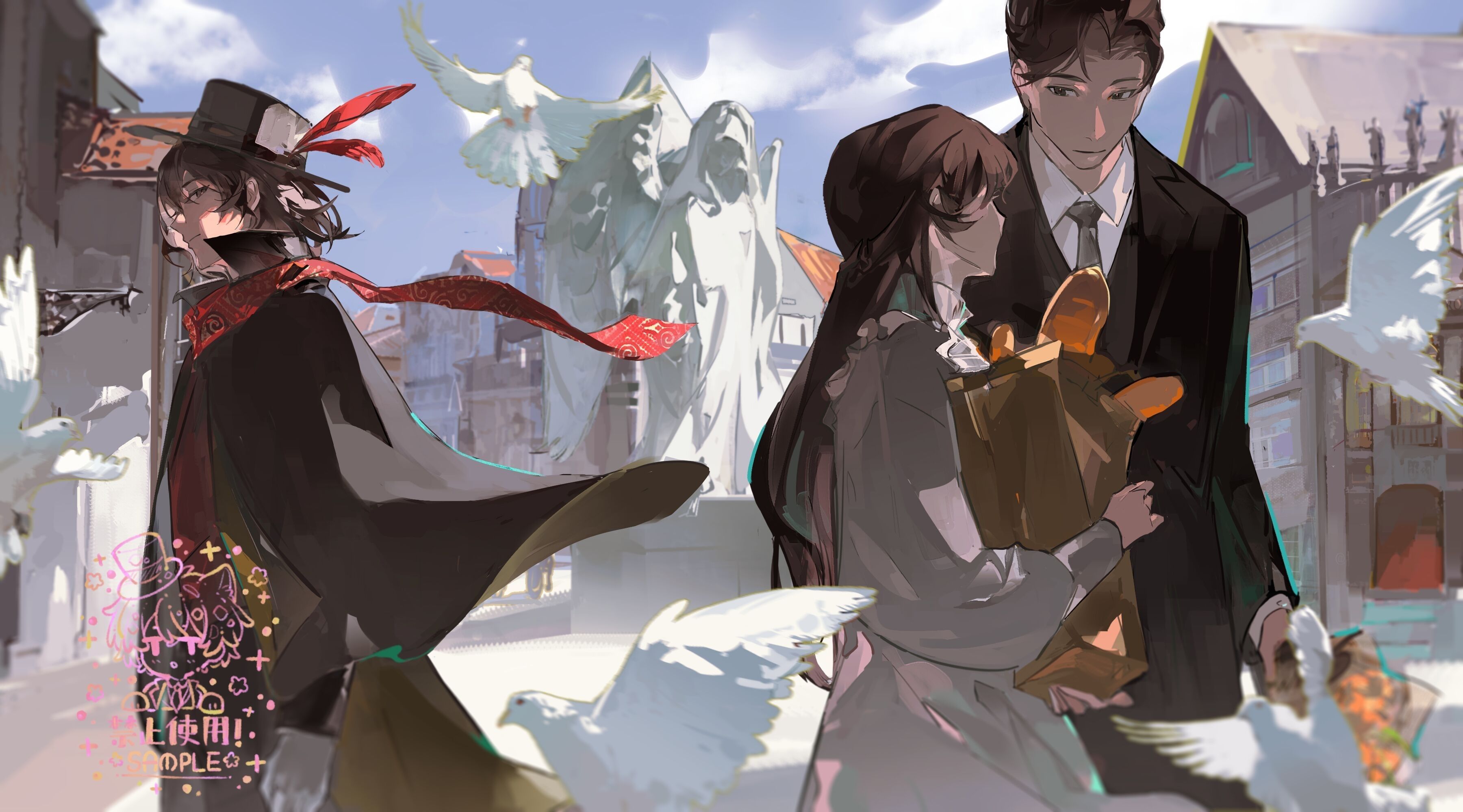 3600x2000 klein moretti, melissa moretti, and benson moretti (lord of the mysteries) drawn