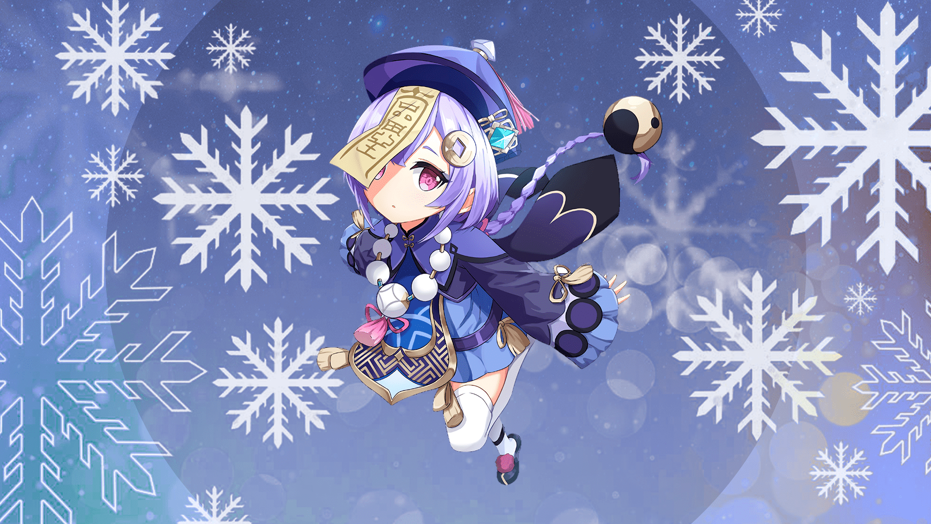 1920x1080 Genshin Impact, anime girls, snow, Qiqi (Genshin Impact)x1080 Wallpaper