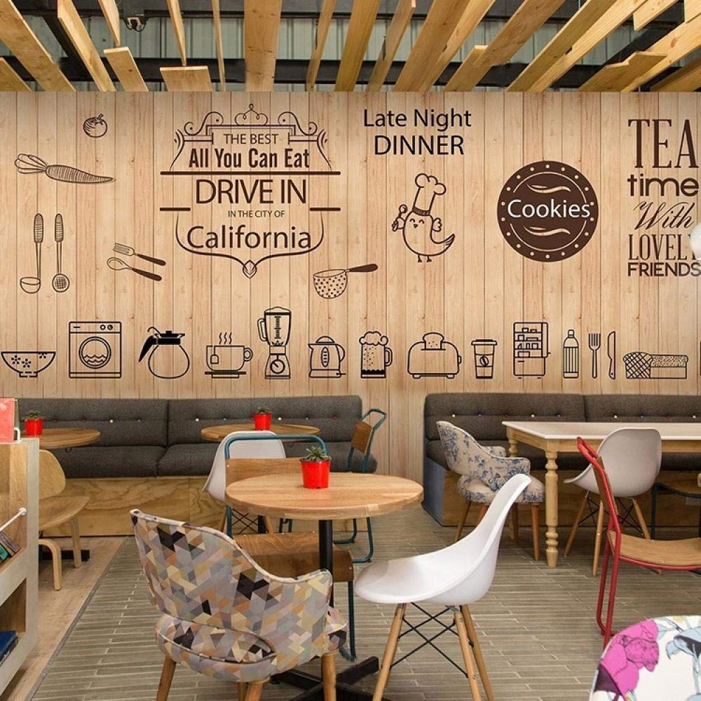 1000x1000 3D Mural Wallpaper 3D Wall Murals 3D Nostalgic Coffee Shop Wood Grain Retro Mural Baking Bakery Milk Tea Shop Cake Shop Wallpaper 350245Cm