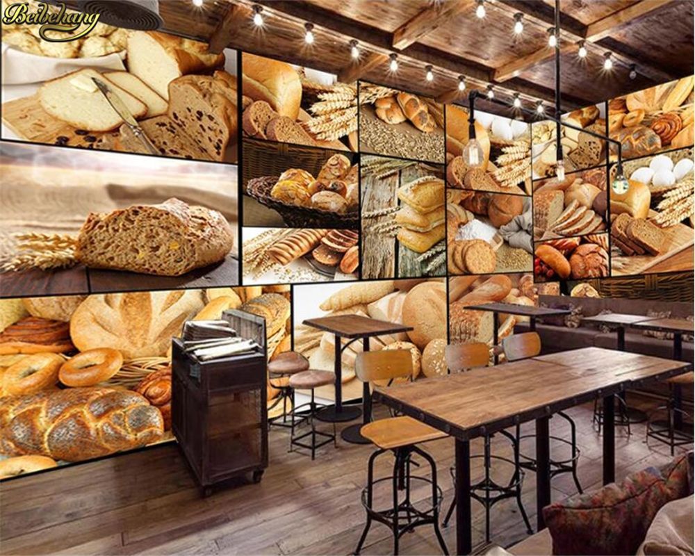 1000x800 beibehang papel de parede Custom wall paper mural European bread baking cafe milk tea dessert shop background wall 3D wallpaper
