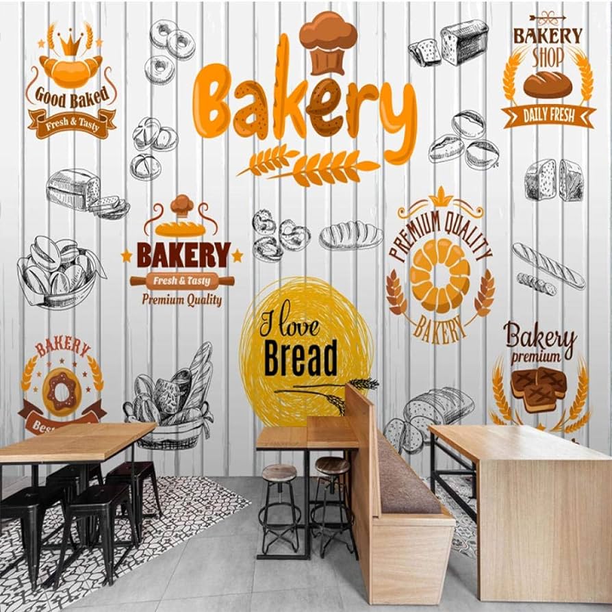 894x894 3D Mural Wallpaper Custom Wallpaper 3D Fashion Hand Painted Food Bakery Wood Board Background Wall Covering Waterproof 3D Sticker 300210Cm : Everything Else