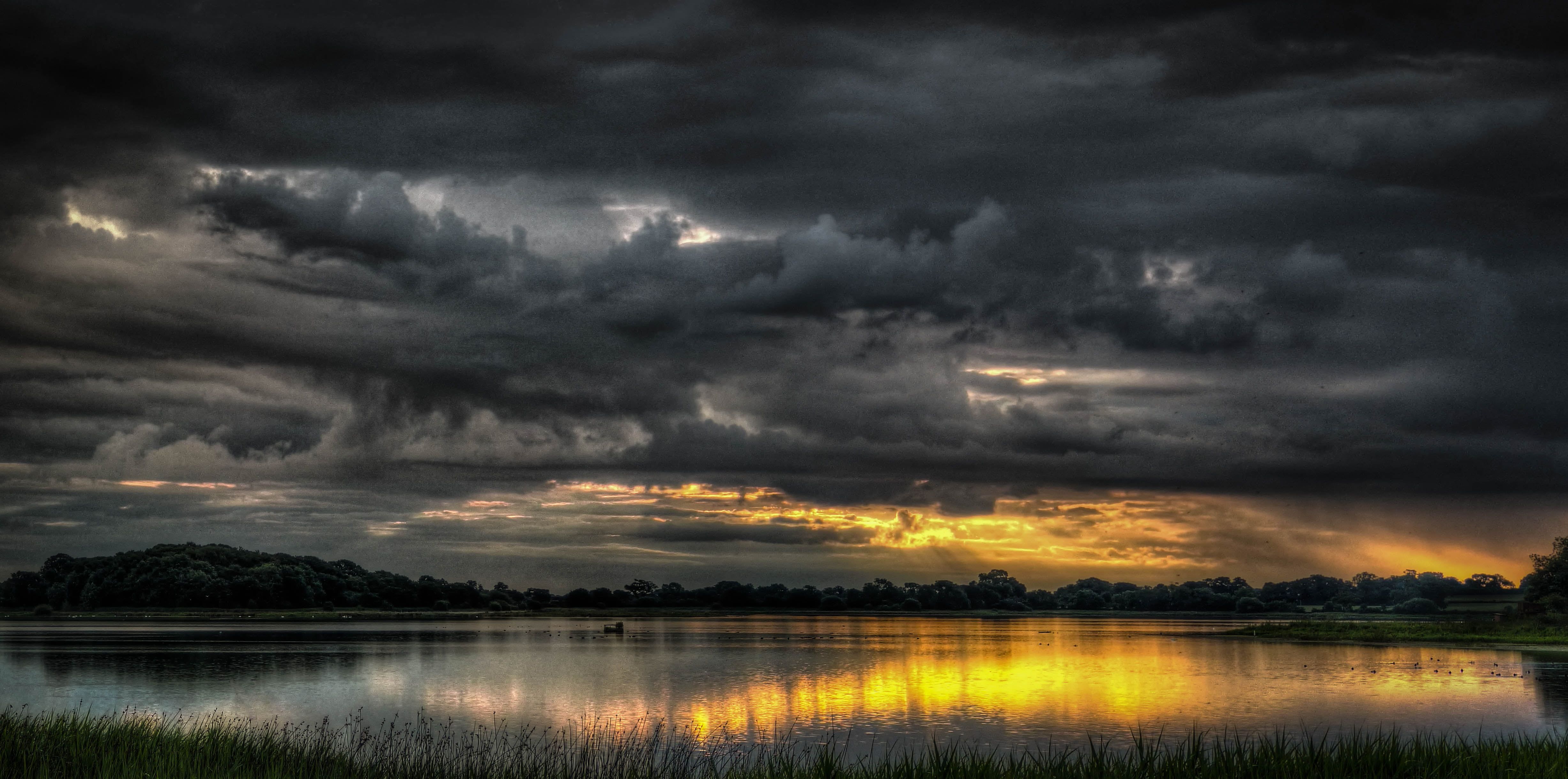 4909x2438 photo of watery field during golden hour Stormy weather #photo #watery #field golden hour stormy weather #clouds #hdr. Stormy weather, Stormy, Weather wallpaper