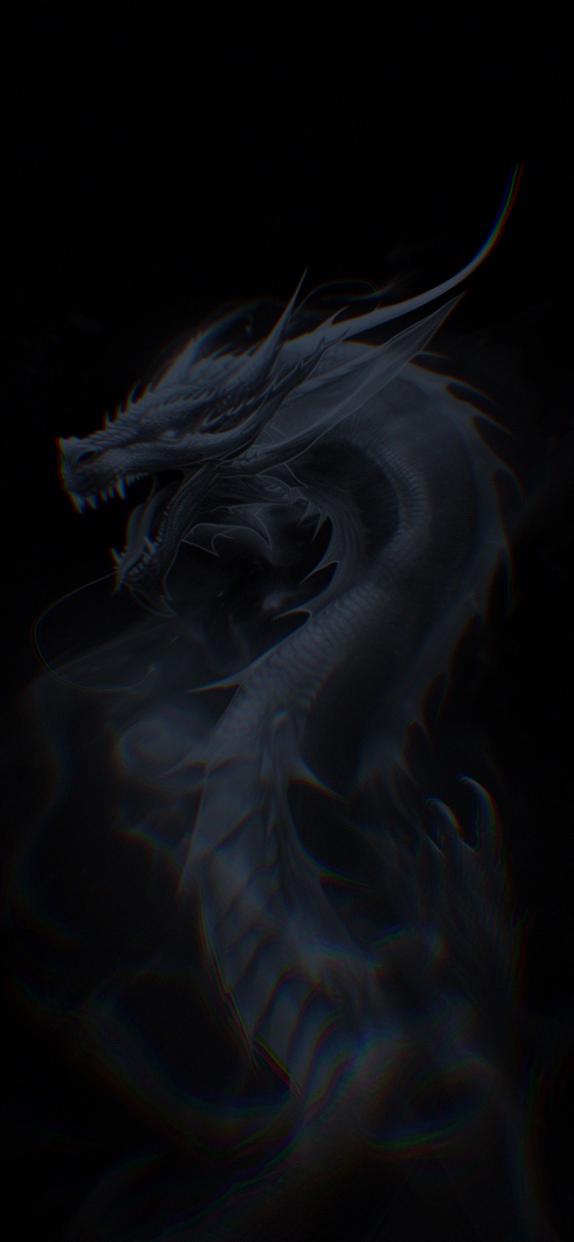 1183x2560 Japanese Ghost Dragon Black Wallpaper Dragon Wallpaper