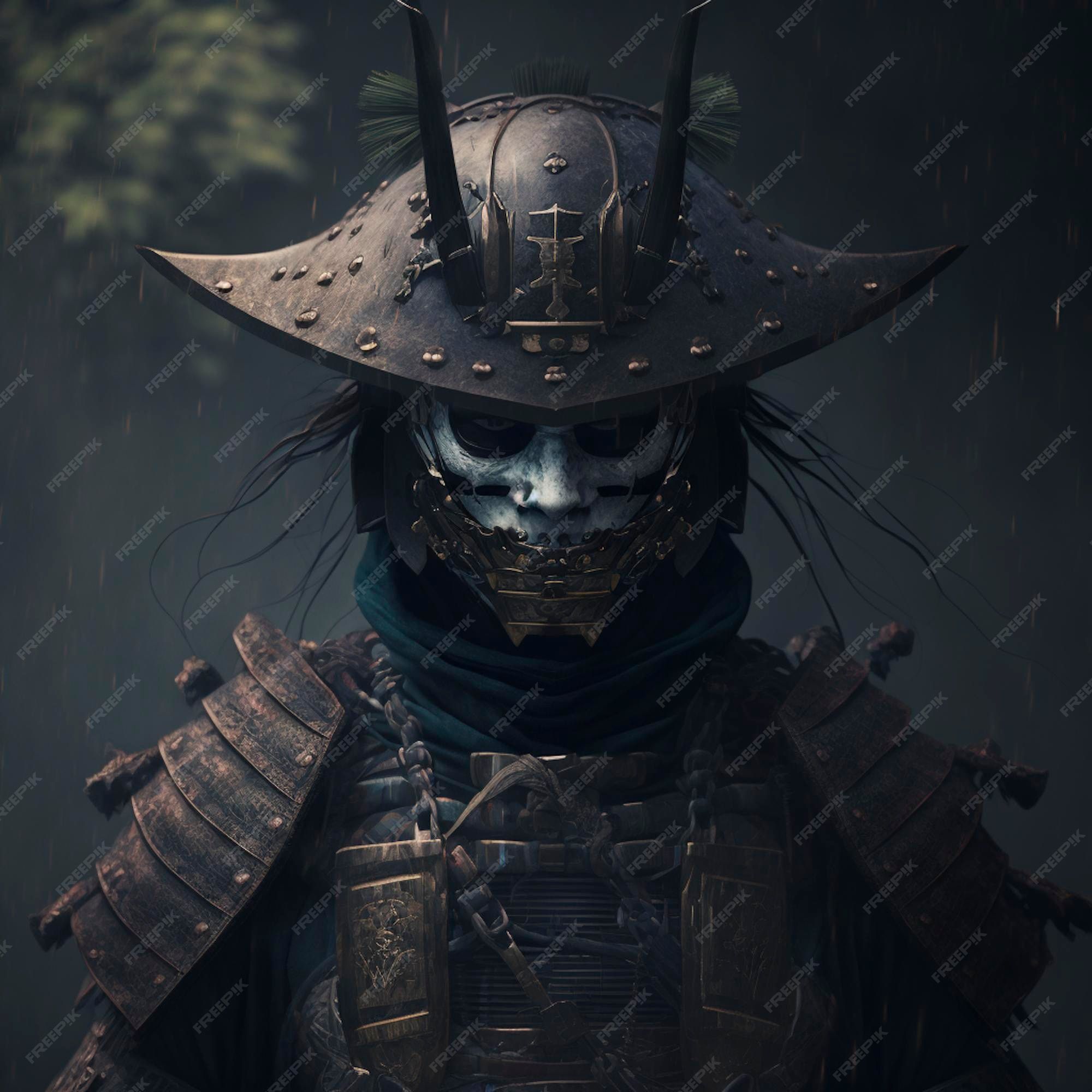 2000x2000 Premium Photo. Illustration of japanese ghost army samurai with creepy horor full HD 8k