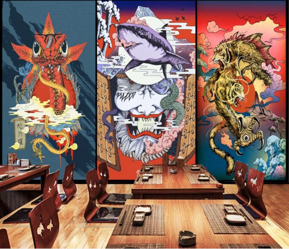 974x841 Japanese ukiyoe prajna ghost restaurant tooling background wall painting decorative wallpaper murals