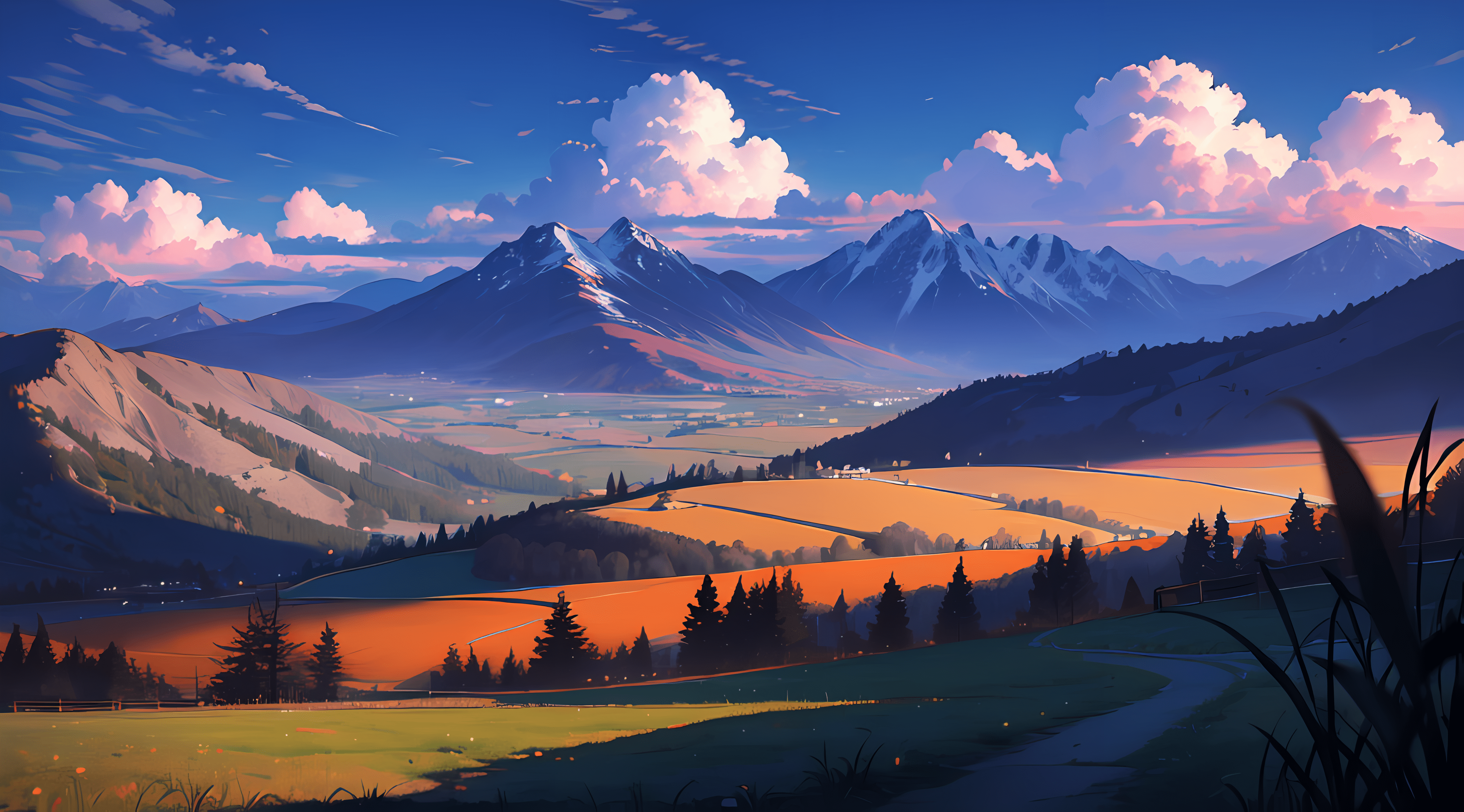 4096x2272 Anime Landscape HD Wallpaper and Background