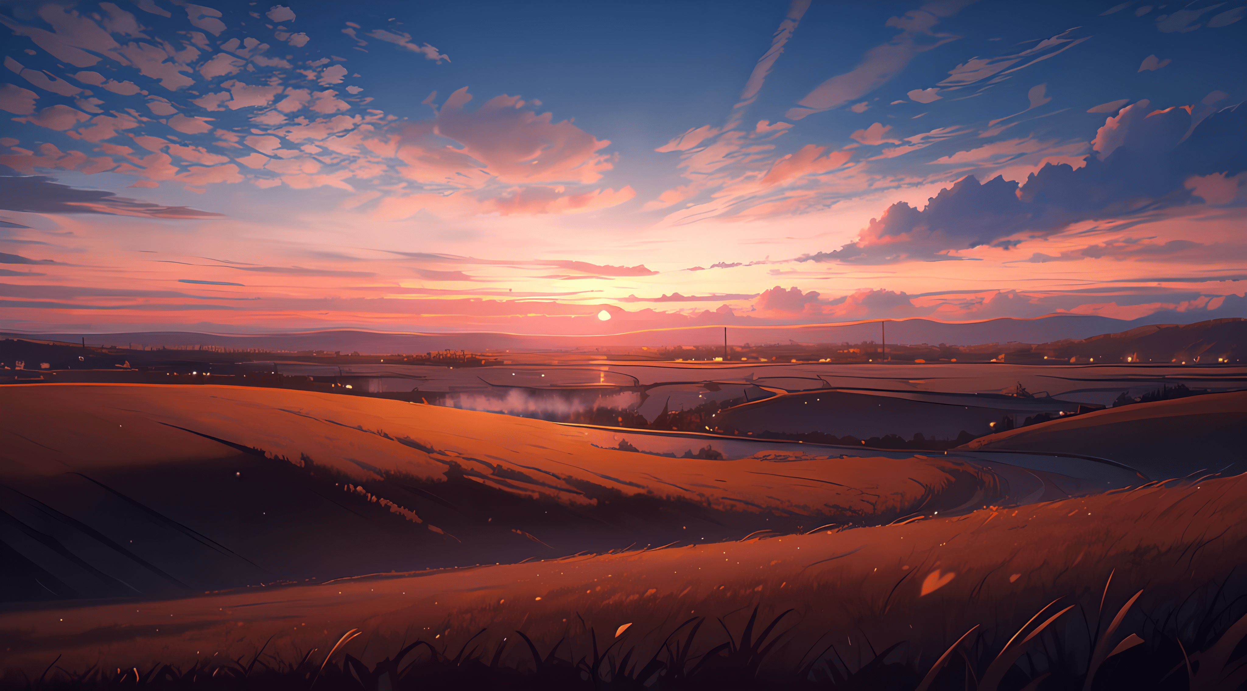 4096x2272 Anime Landscape HD Wallpaper and Background