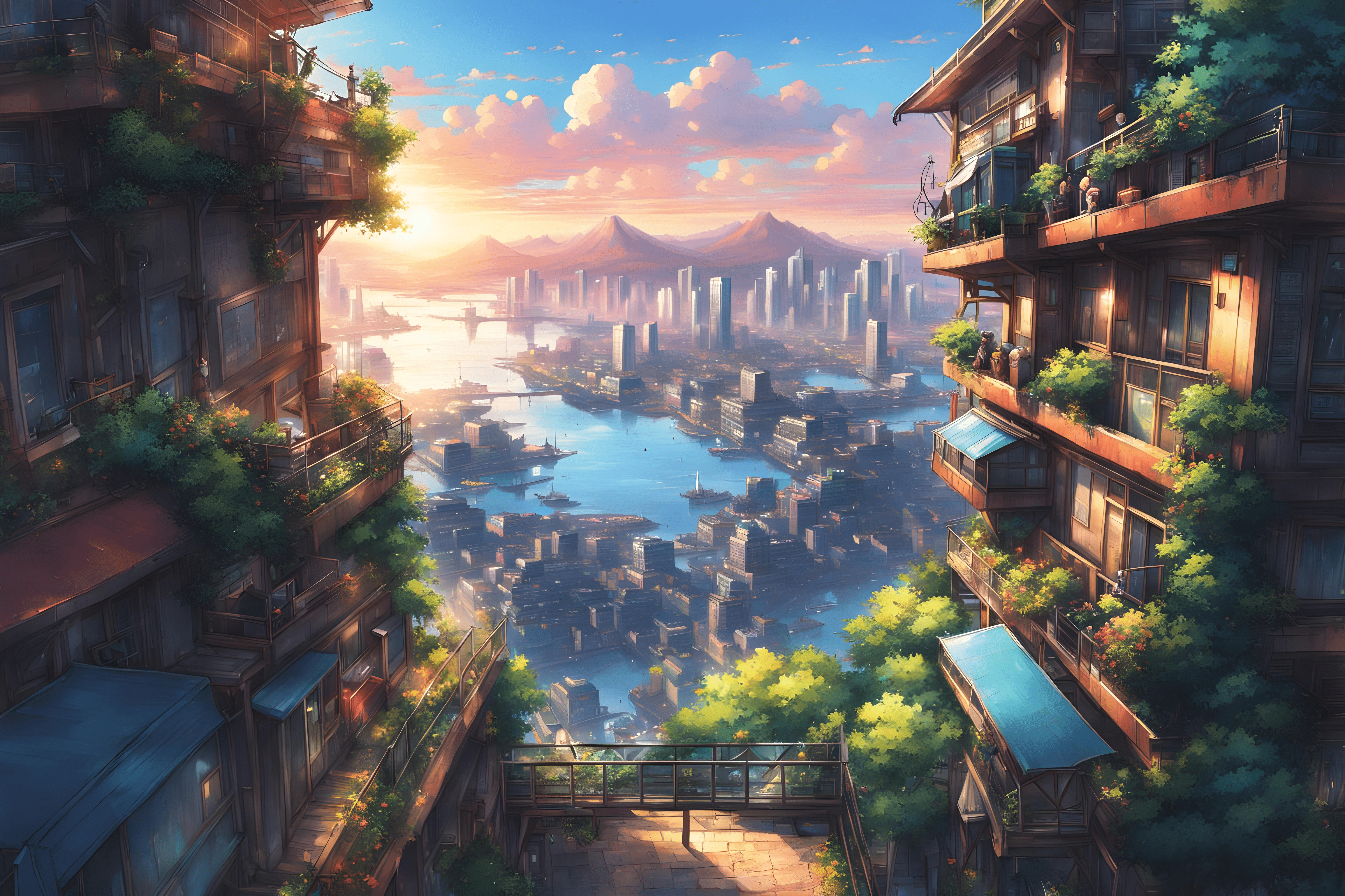 6144x4096 Anime Landscape HD Wallpaper and Background