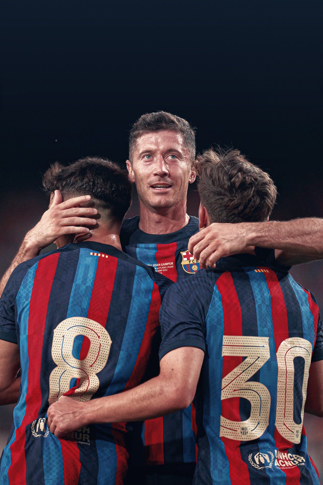 1365x2048 barcacentre on X: Lewandowski with Pedri and Gavi