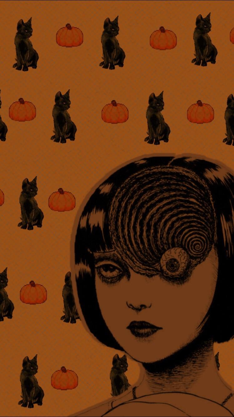 750x1334 I made a Junji Ito Halloween wallpaper! Feel free to use it!