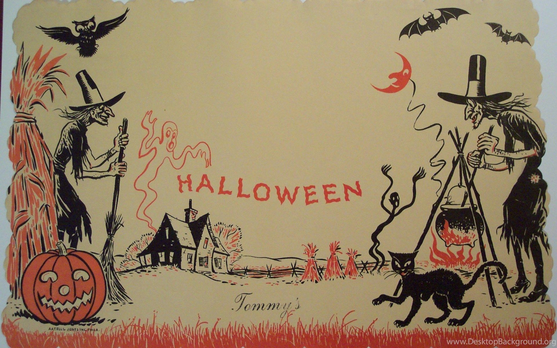 1920x1200 Vintage Halloween Pin Up Wallpaper