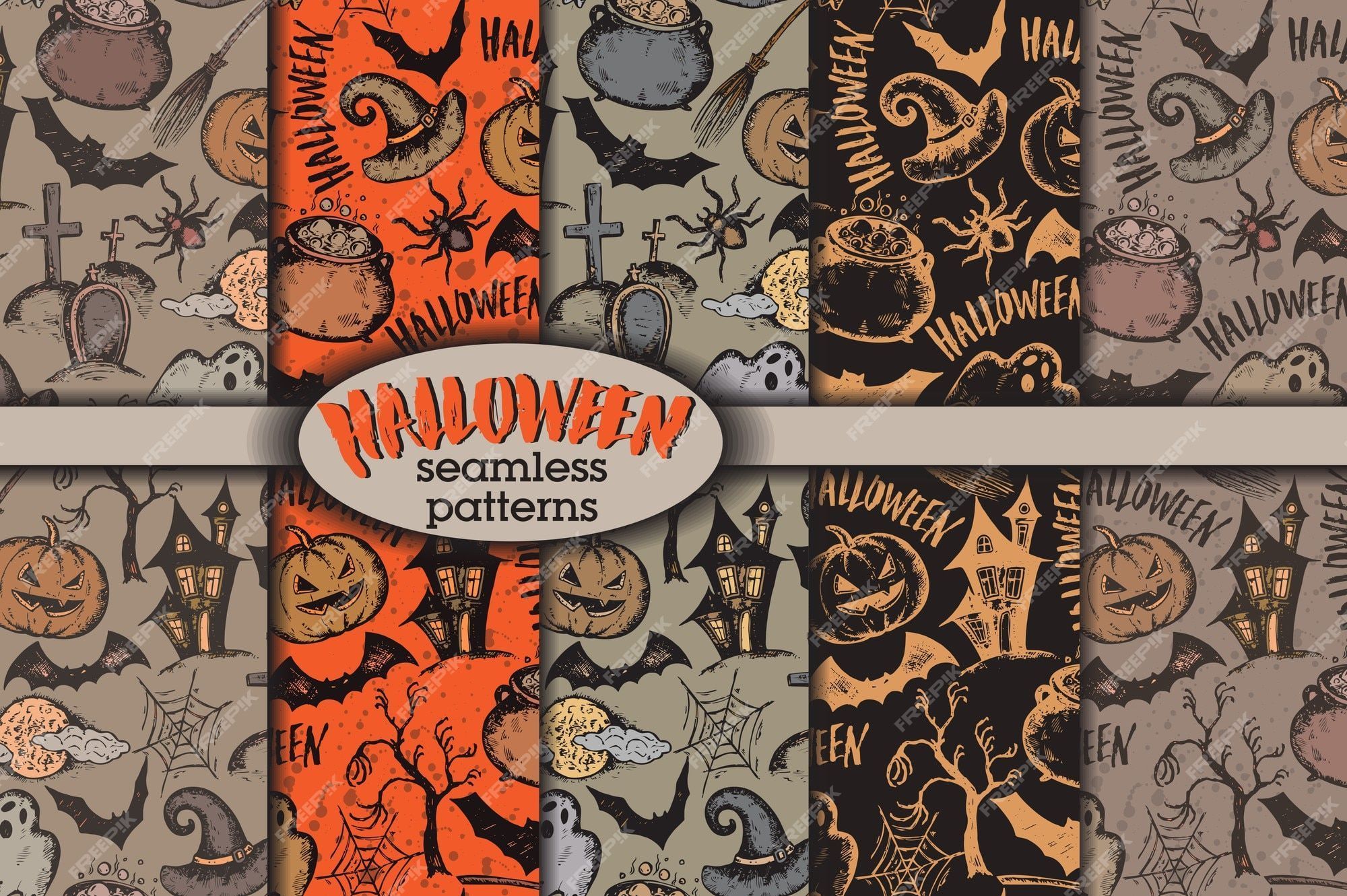 2000x1331 Vintage halloween pattern Vectors & Illustrations for Free Download
