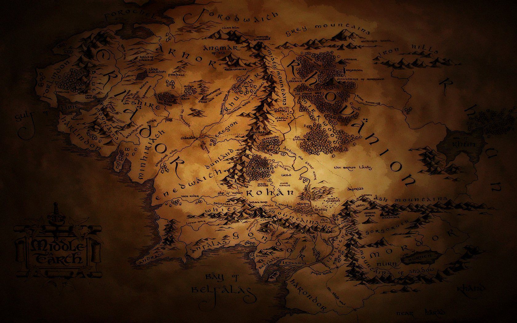 1680x1050 Middle Earth Map Wallpaper