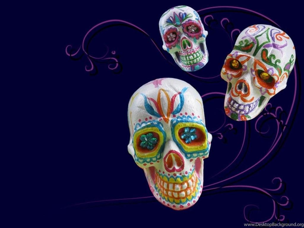 1024x768 3D Sugar Skulls Wallpaper By Myrcury Art Desktop