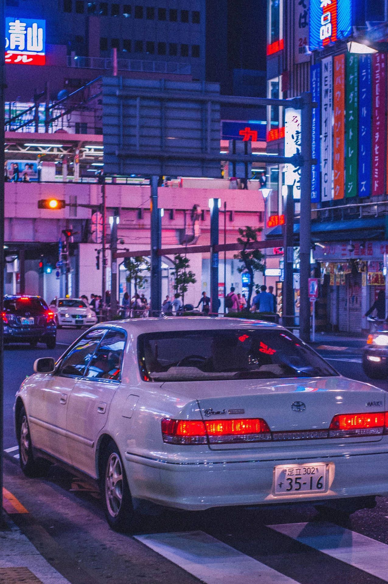 1275x1920 Download JDM Car In Aesthetic Night City Wallpaper