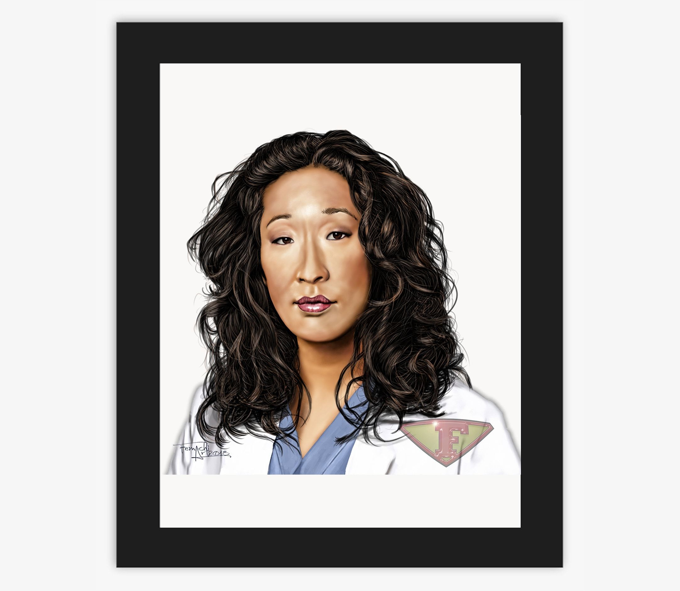2164x1880 Dr. Cristina Yang Sandra Oh Grey's Anatomy Drawing