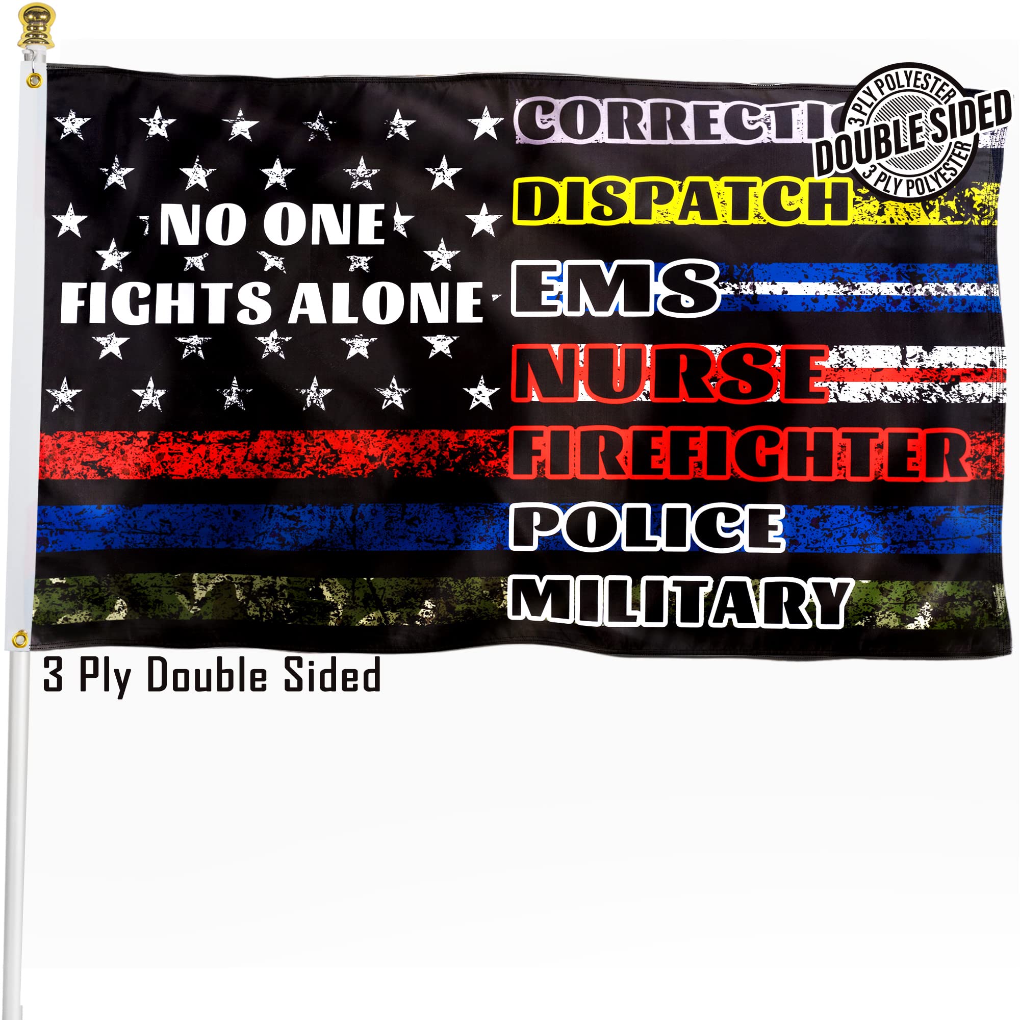 2000x2000 Amazon.com : XIFAN Double Sided Flag No One Fights Alone Flag 3 Ply US American Flag First Responders Multi Thin Line Brass Grommets Outdoor Banner Decoration 3 X 5 FT : Patio, Lawn & Garden