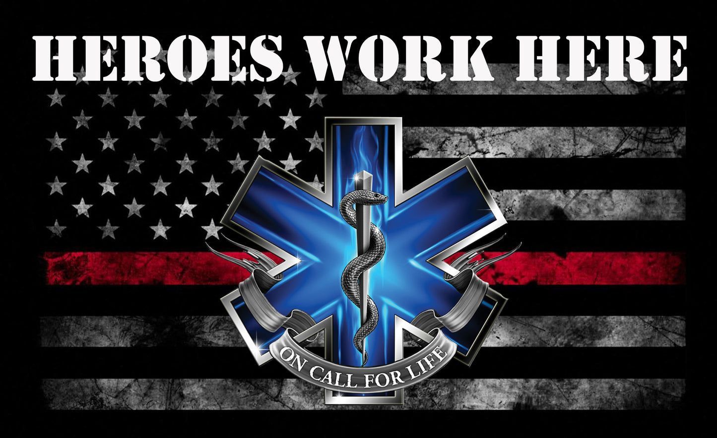 1445x883 First Responders Heroes Work Here Decal. High Quality First Responder