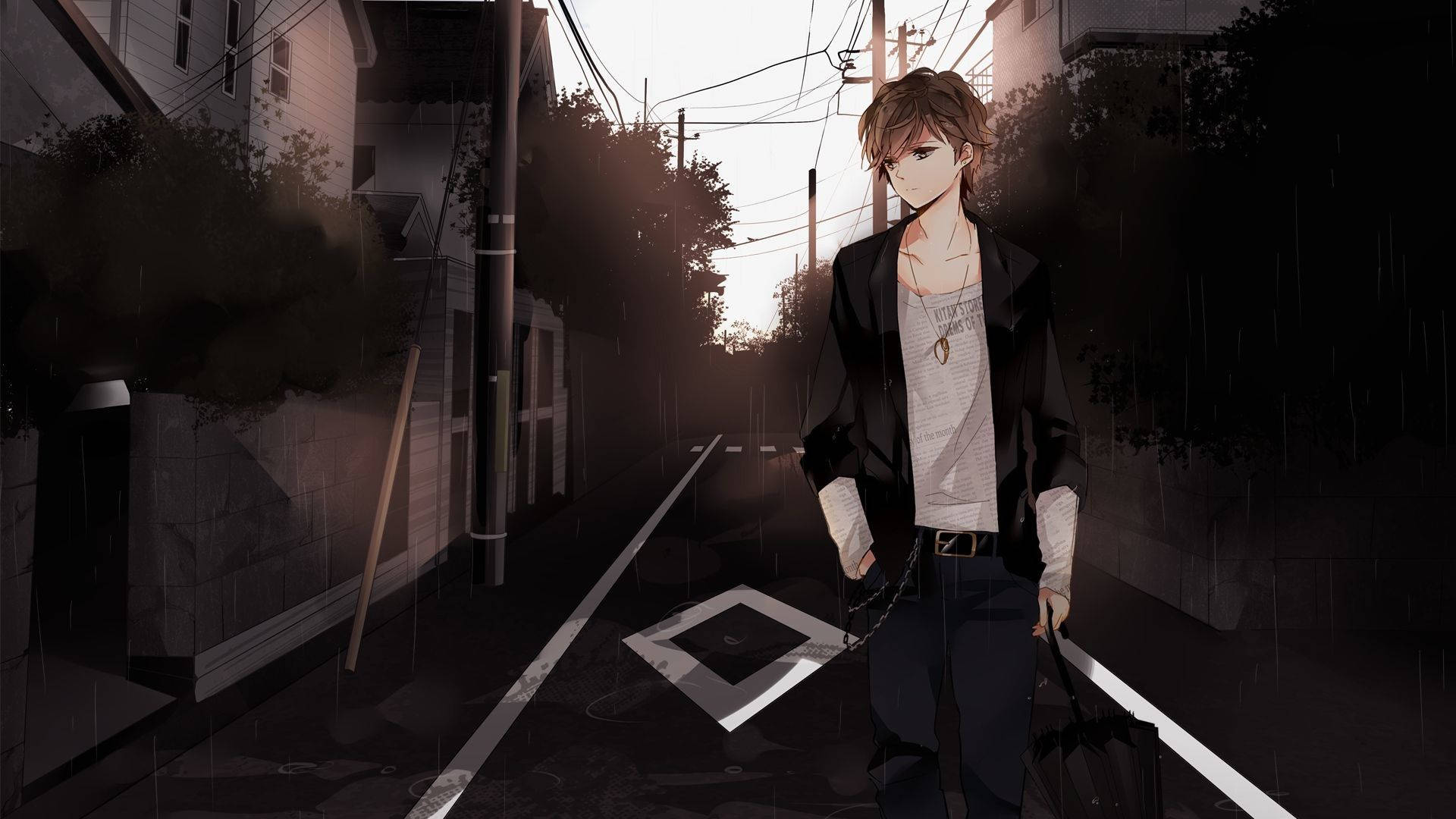 1920x1080 Download Anime Guy In Japanese Street Nightcore Wallpaper
