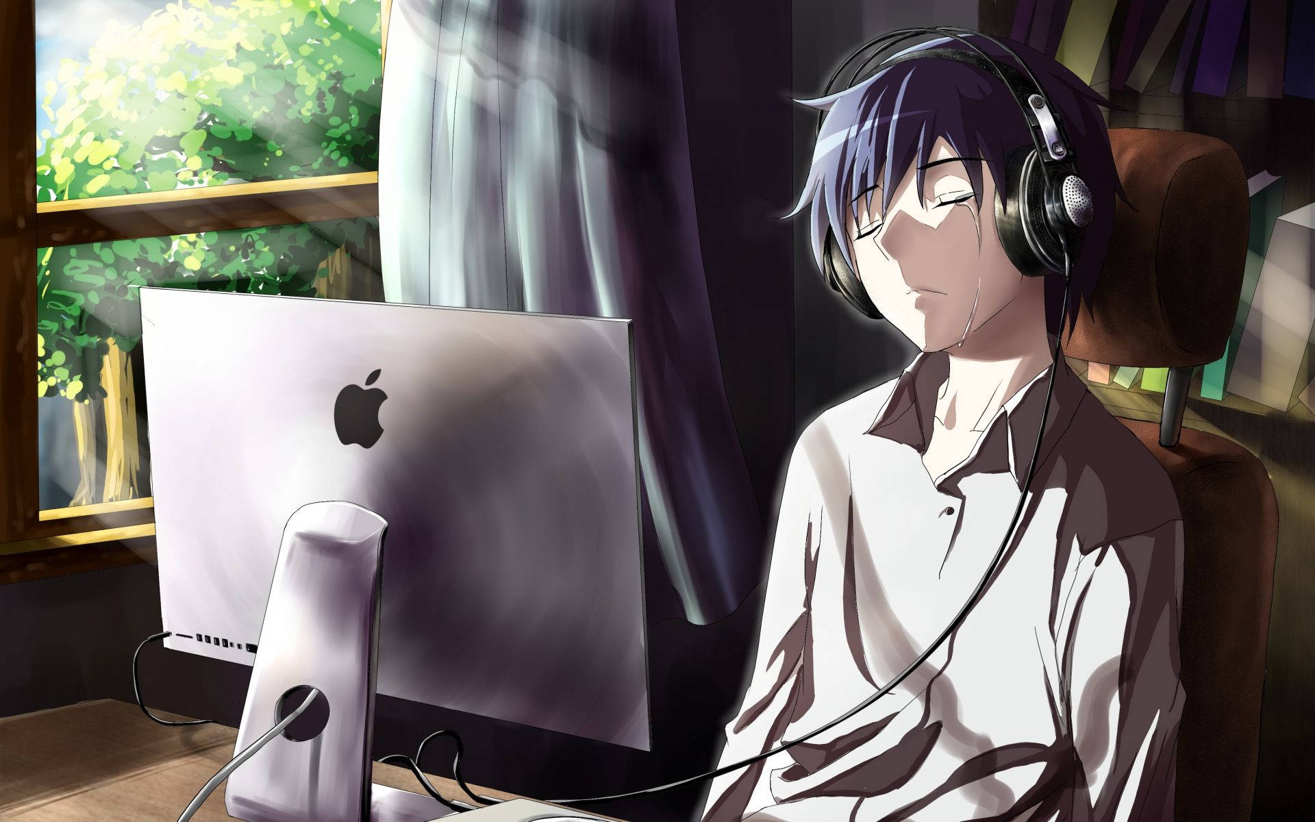 1920x1200 Download Japanese Anime Guy With Imac Wallpaper