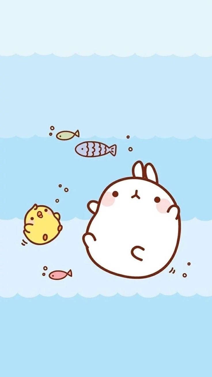 736x1308 Download Molang And Piu Piu Swimming Wallpaper