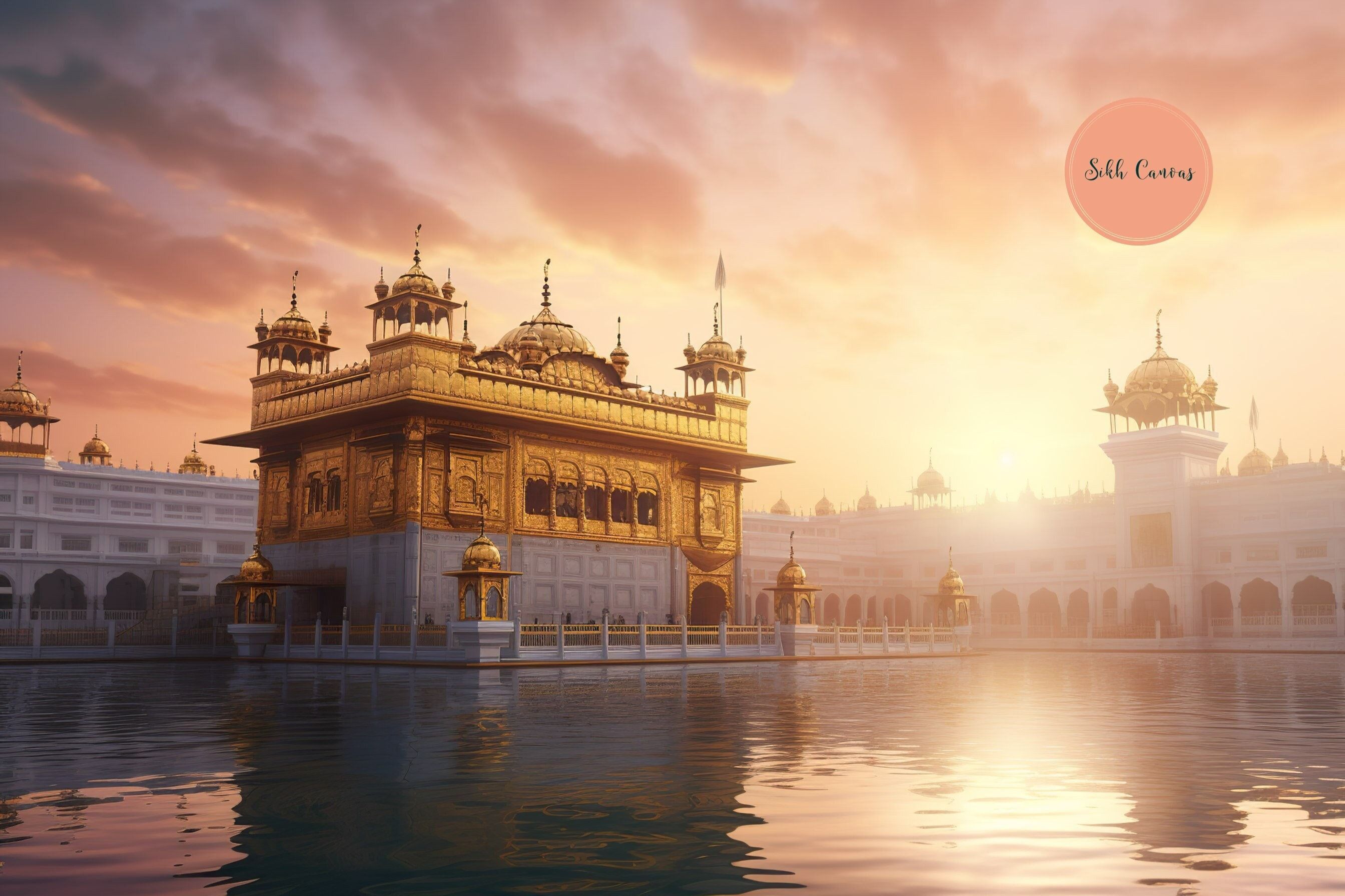 2688x1792 Sikh Digital Art Golden Temple Morning Golden Sky Sikh Wall