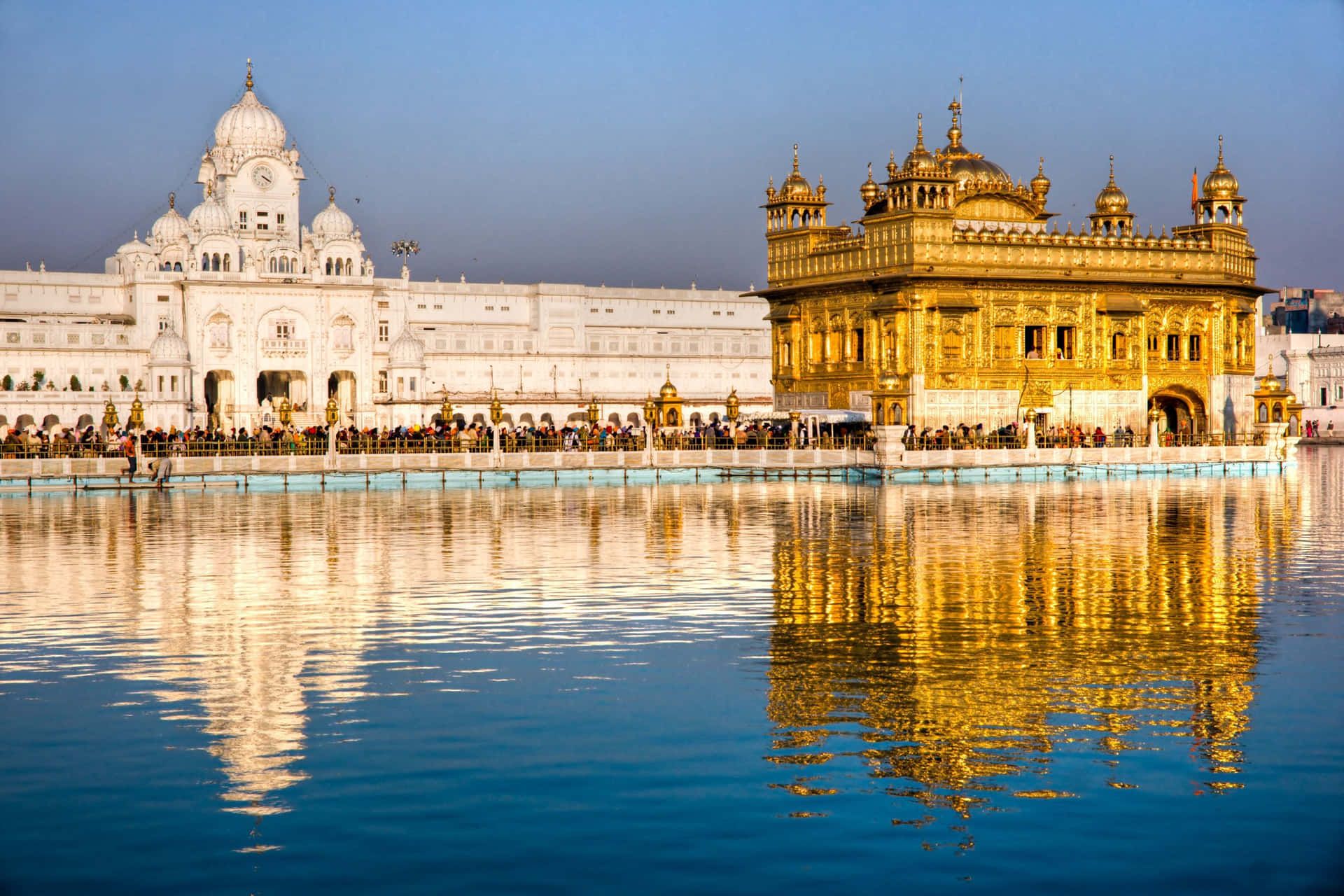 1920x1280 Download Golden Temple Reflected Off Of Pool Wallpaper