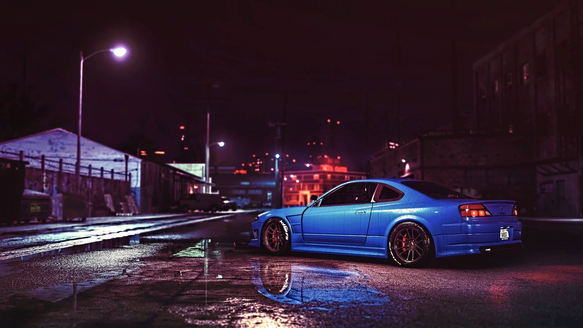 1920x1080 Download Amazing Blue JDM Car Glowing Under the Night Sky Wallpaper