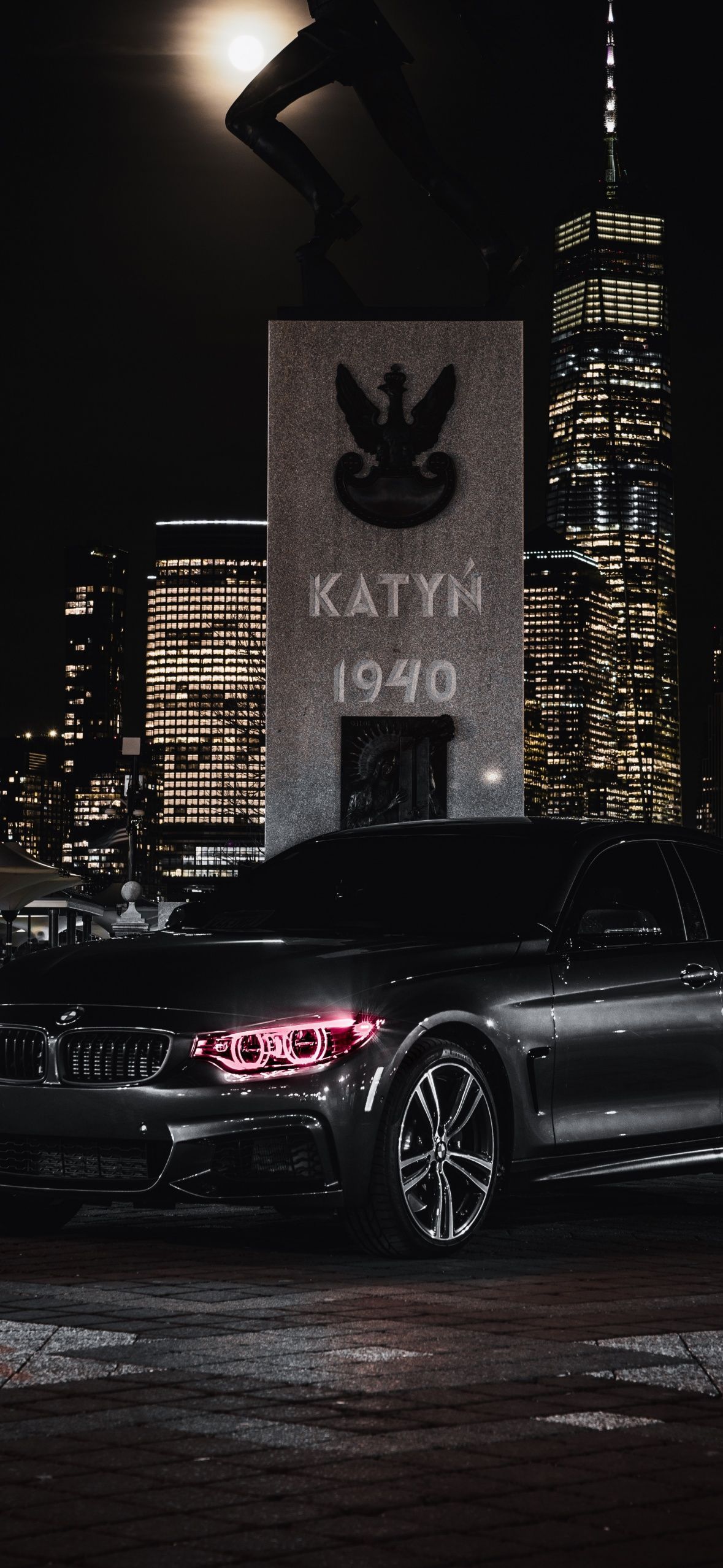1179x2556 BMW M4 Wallpaper 4K, Black Edition, Angel Eyes, Night