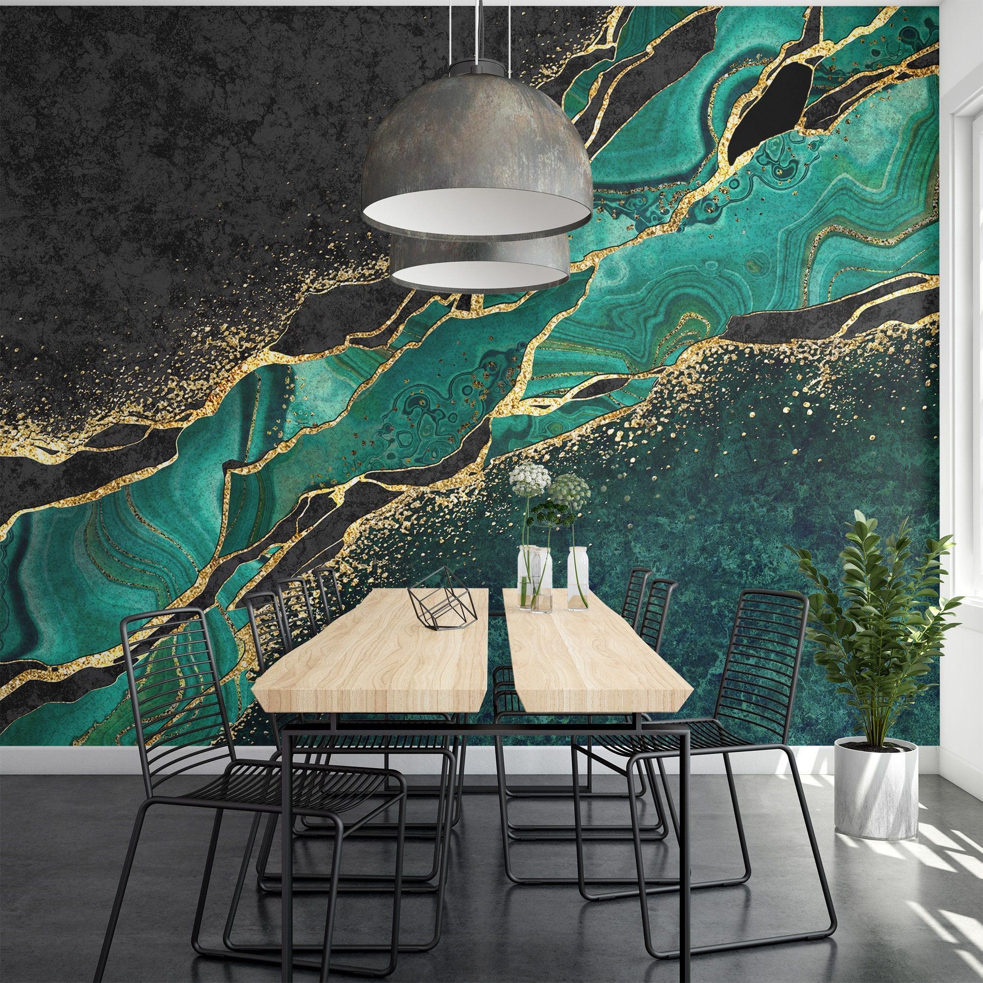 2000x2000 Emerald Green With Gold Marble Texture Wallpaper Black With. Marble effect wallpaper, Textured wallpaper, Gold marble