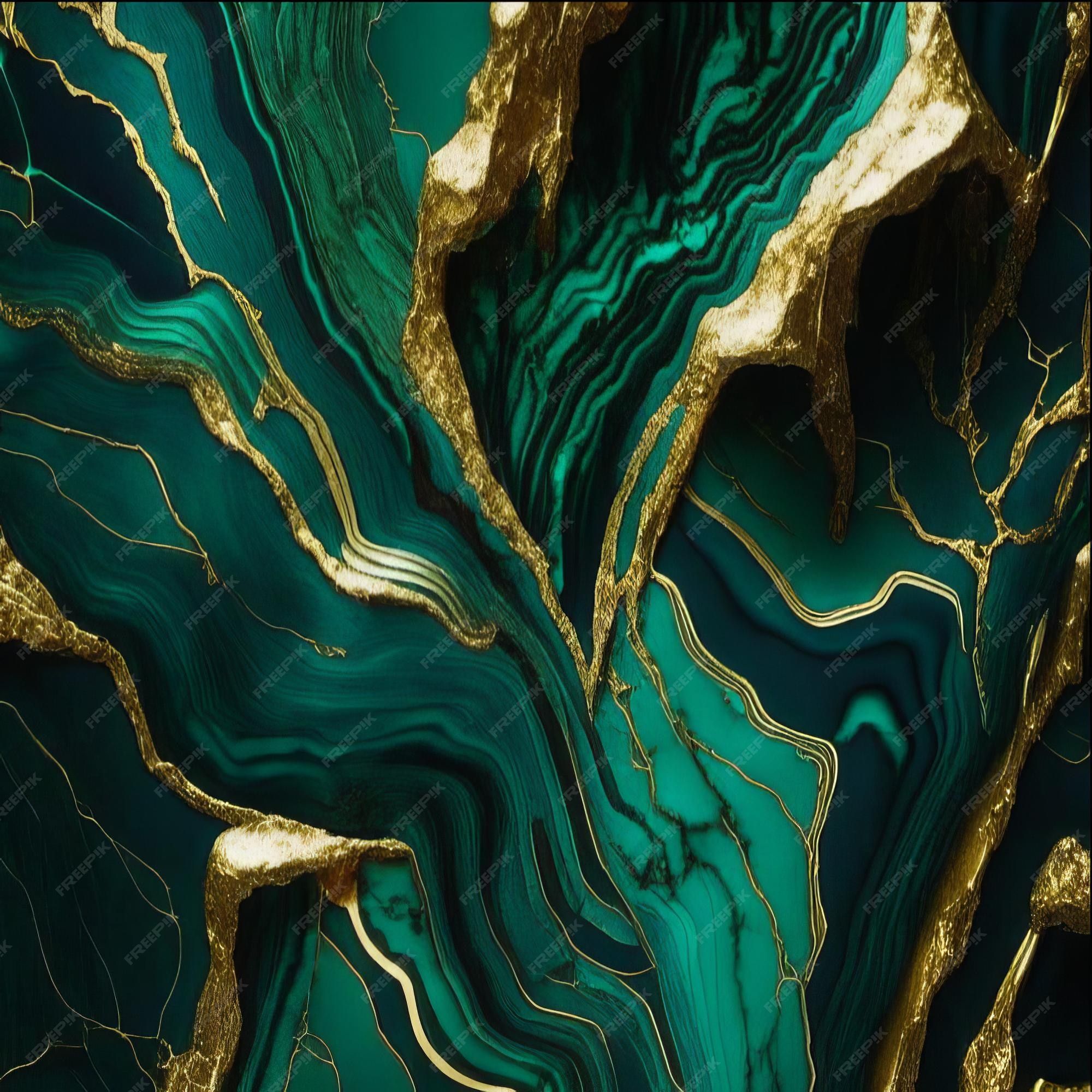 2000x2000 Premium Photo. A green marble wallpaper that says gold