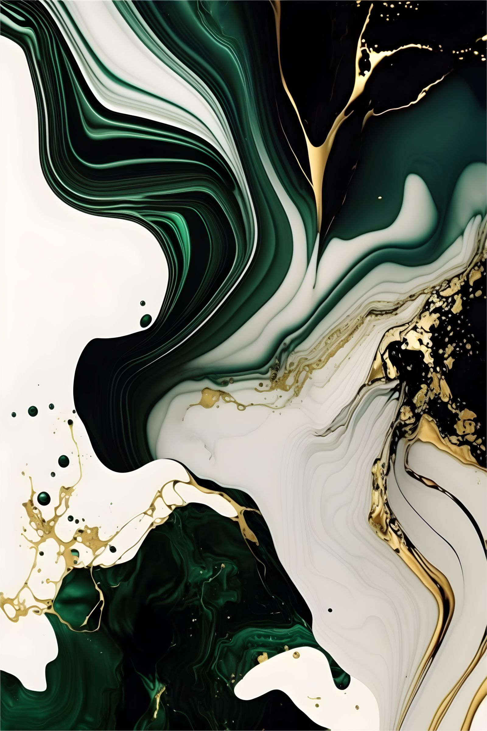 1600x2400 Set of 3 Abstract Emerald Green and Gold Marble Printable. Green and gold, Dark green aesthetic, Beauty shop decor