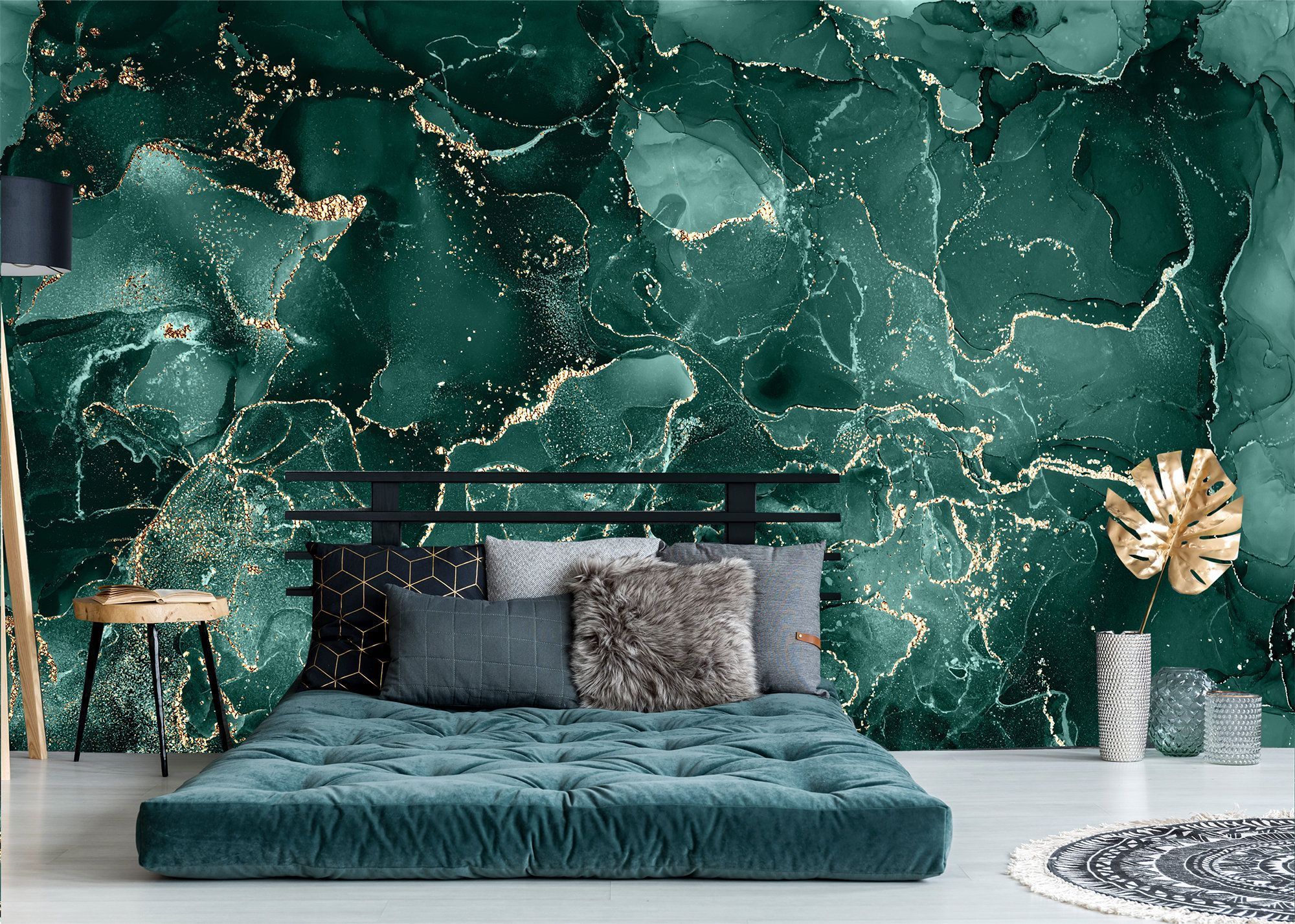 2000x1427 Dark Teal Green Abstract Marble Wallpaper Self Adhesive. Green wall decor, Room wallpaper designs, Marble effect wallpaper