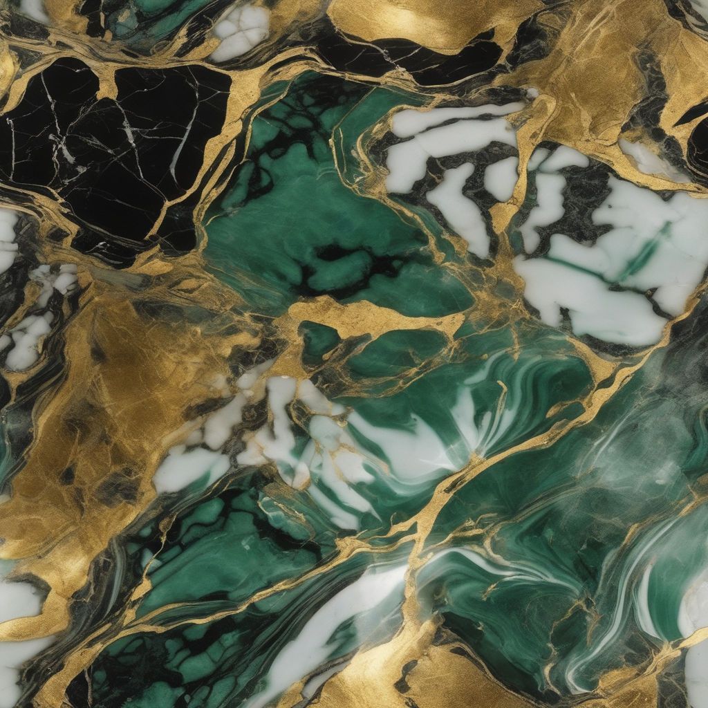 1024x1024 white marble abstract painting emerald green gold 3 piece