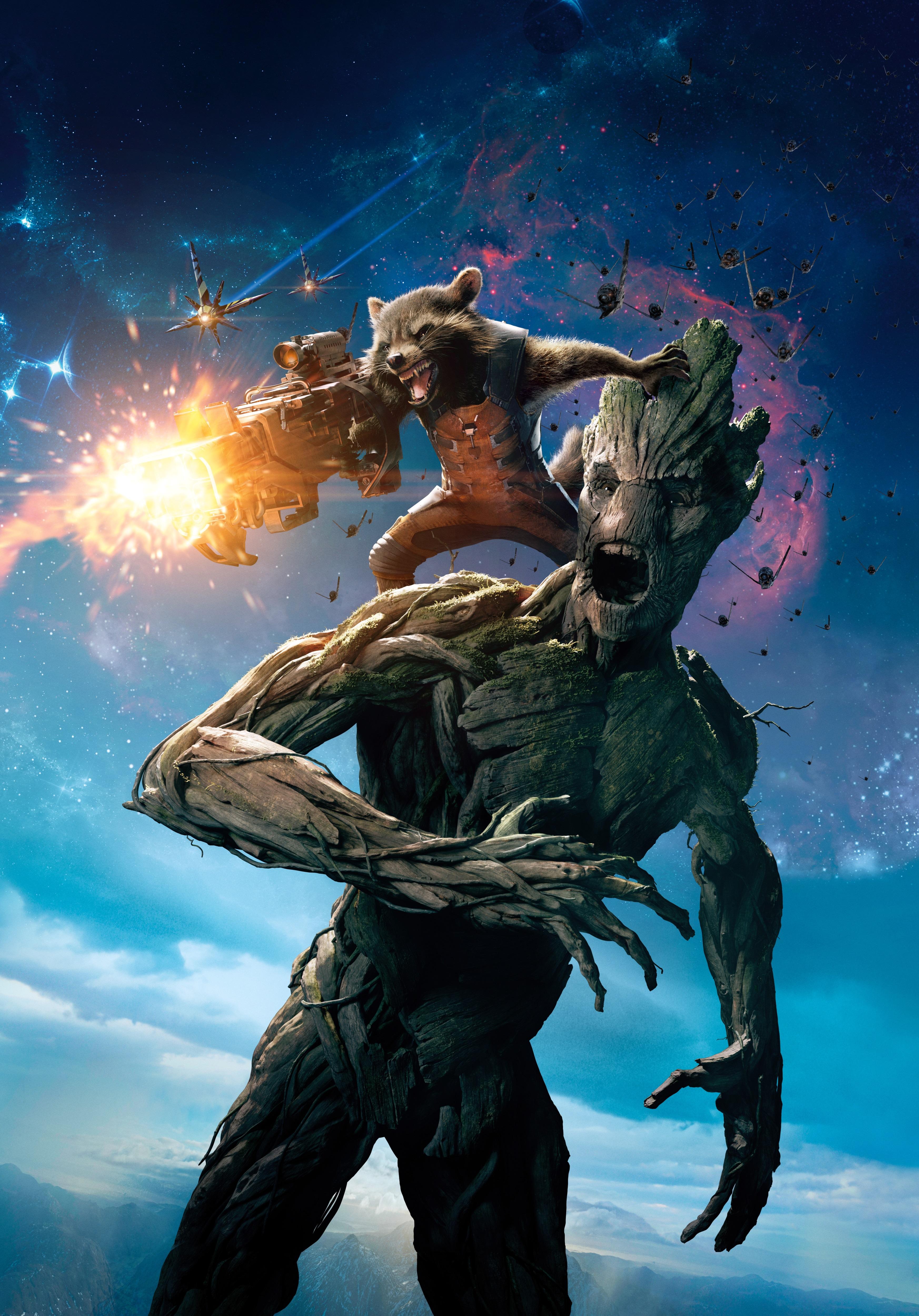 3491x5000 Rocket Raccoon and Groot from Guardians of the Galaxy Desktop Wallpaper