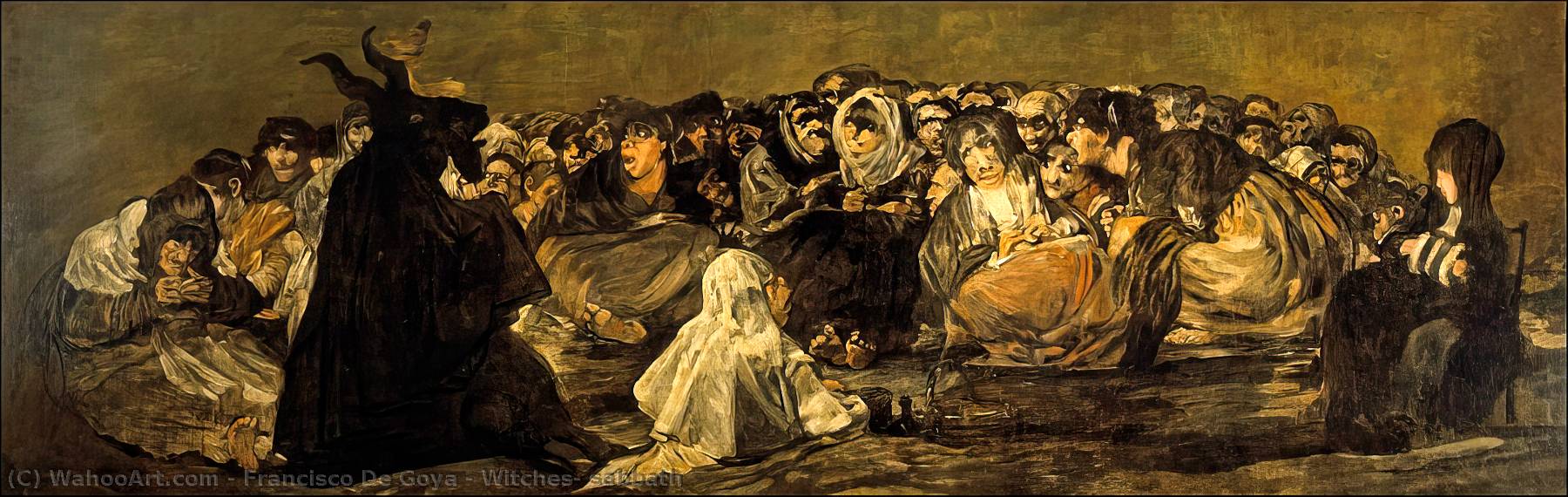 1800x570 Oil Painting Replica. Witches` sabbath, 1821 by Francisco De Goya (1746- Spain)