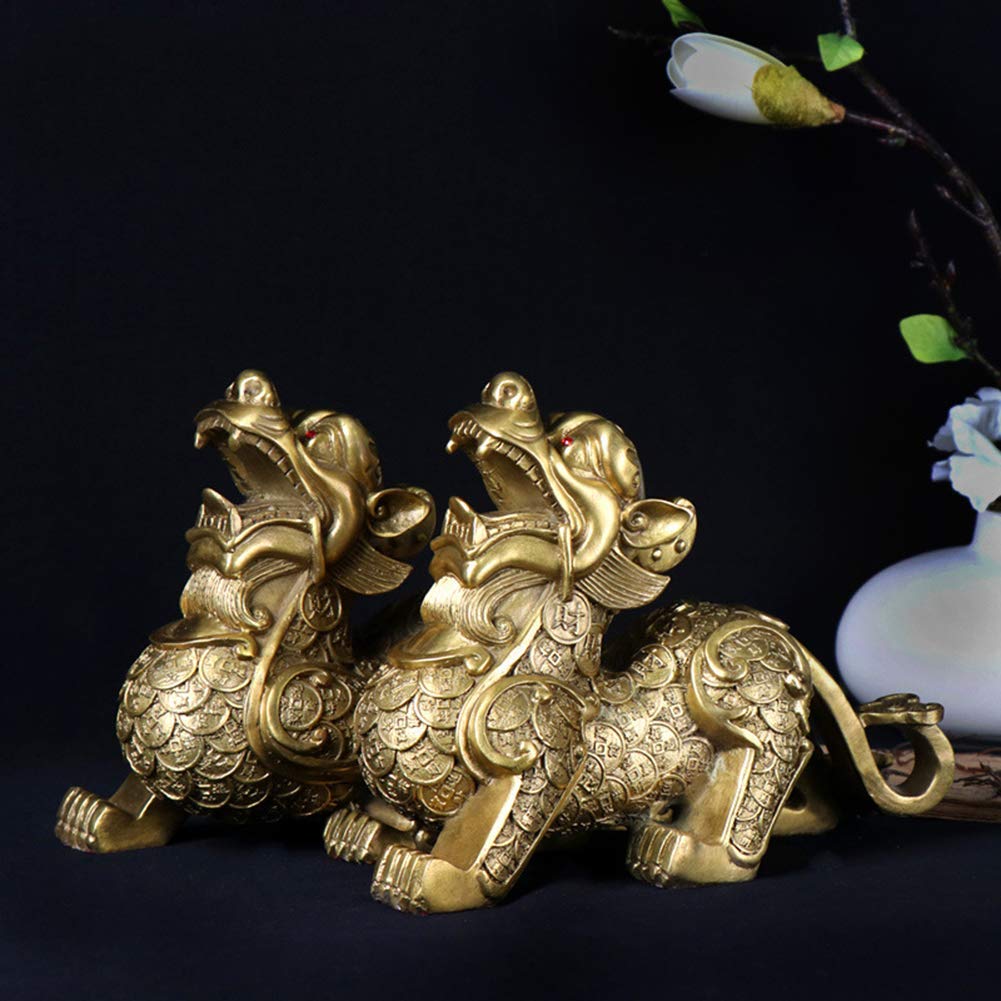 1001x1001 Chinese Feng Shui Wealth Prosperity Brass Pi Xiu Pi Yao Statue, Attract Wealth And Good Luck Best Decoration For Office Or Home, For Business Or Store Opening : Everything Else