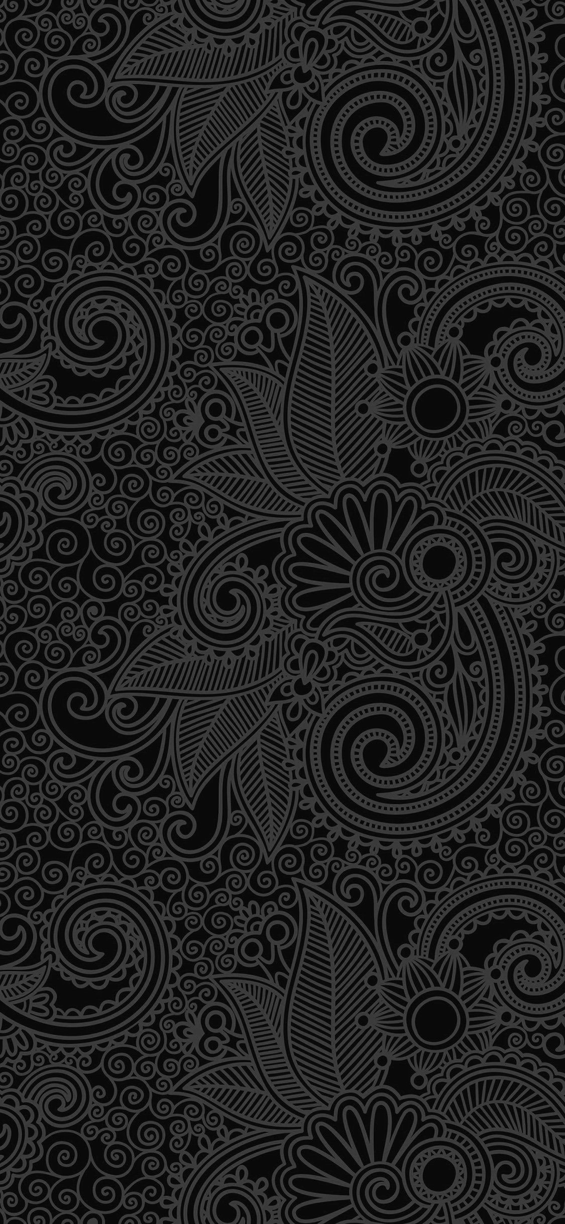 1125x2436 Free download the Design flower line dark pattern wallpaper , beaty your iphone. #dark #pattern #leaves. Black wallpaper, Dark wallpaper, iPhone wallpaper pattern