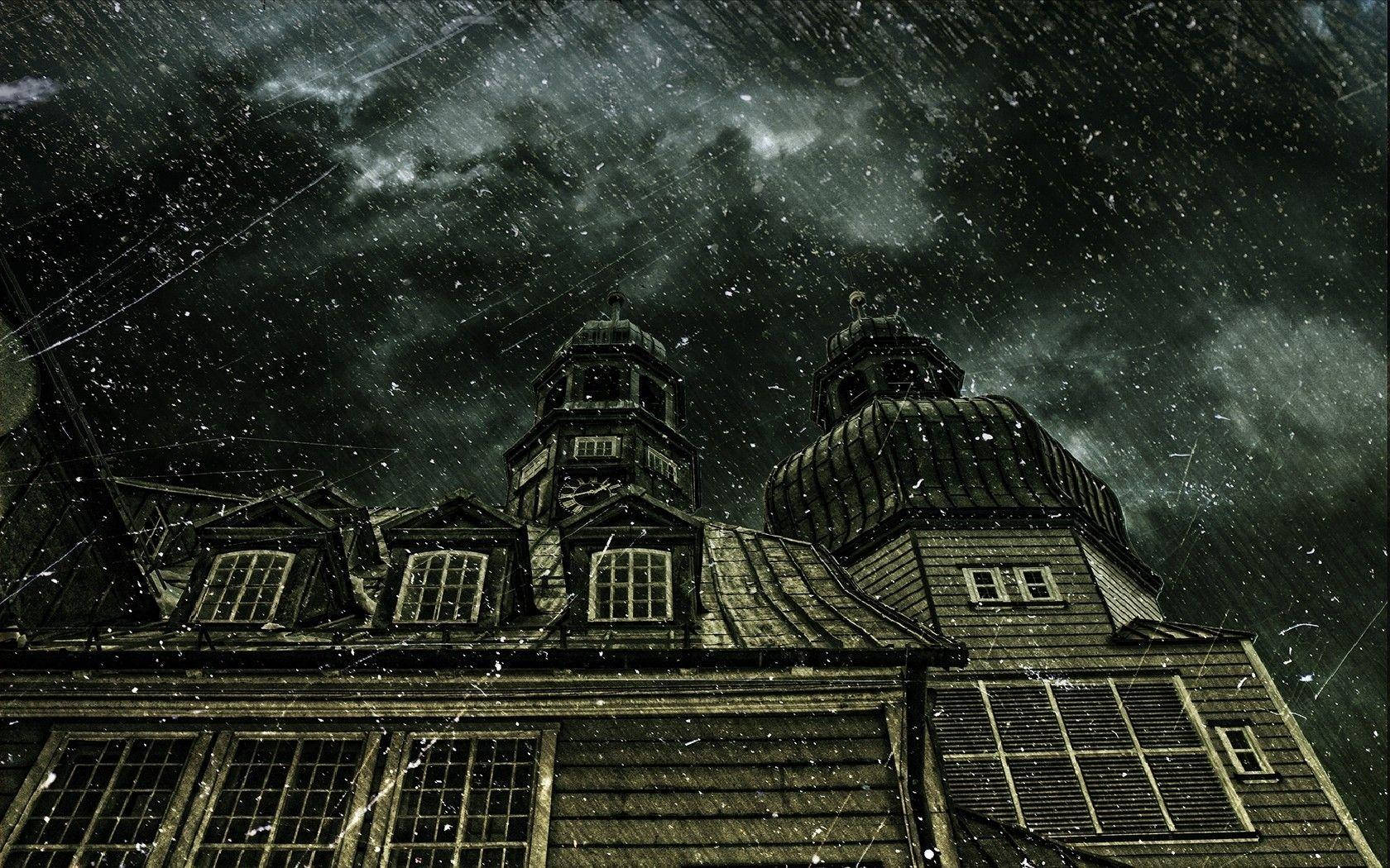1680x1050 Download Step Inside The Spooky Haunted House On This Halloween Night! Wallpaper