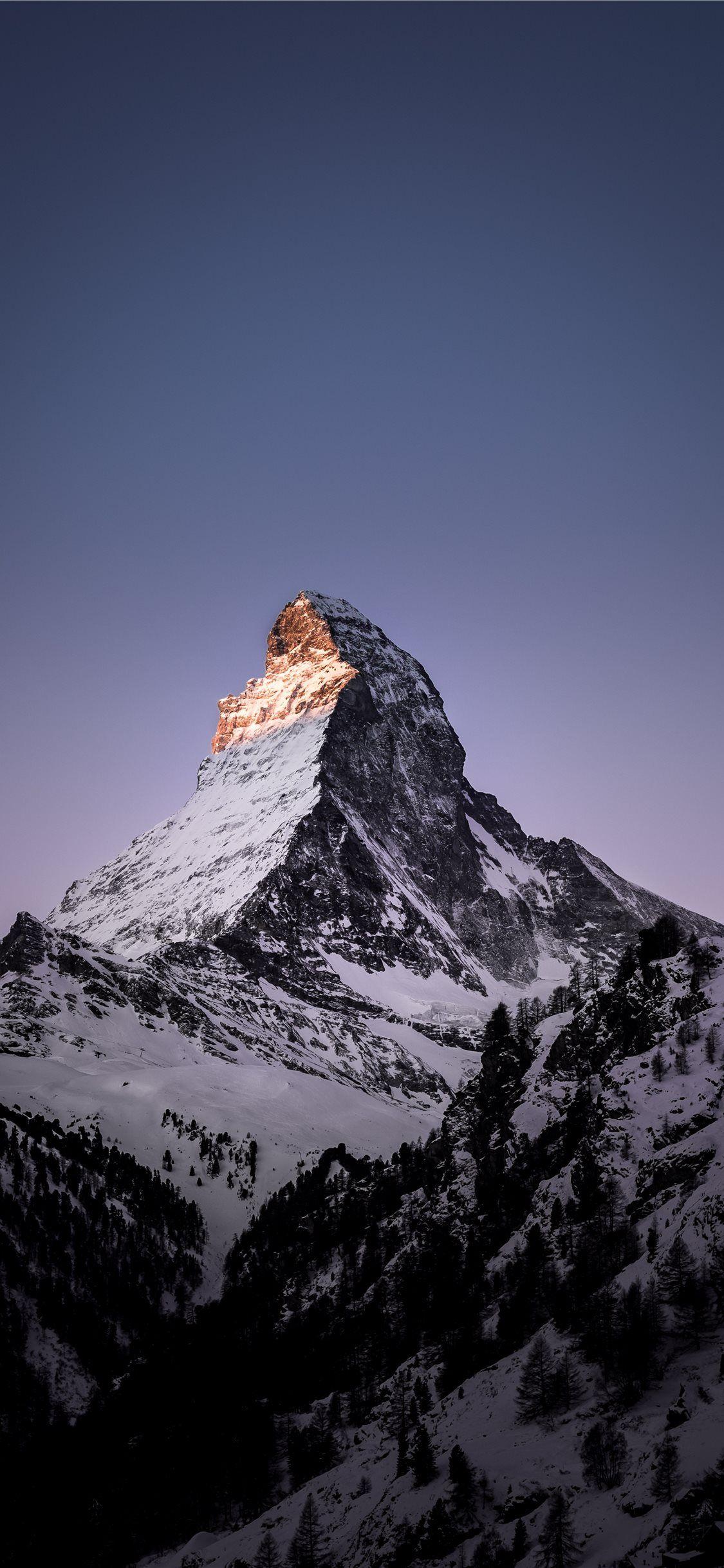 1125x2436 Matterhorn Zermatt Switzerland #winter #morning #mountain