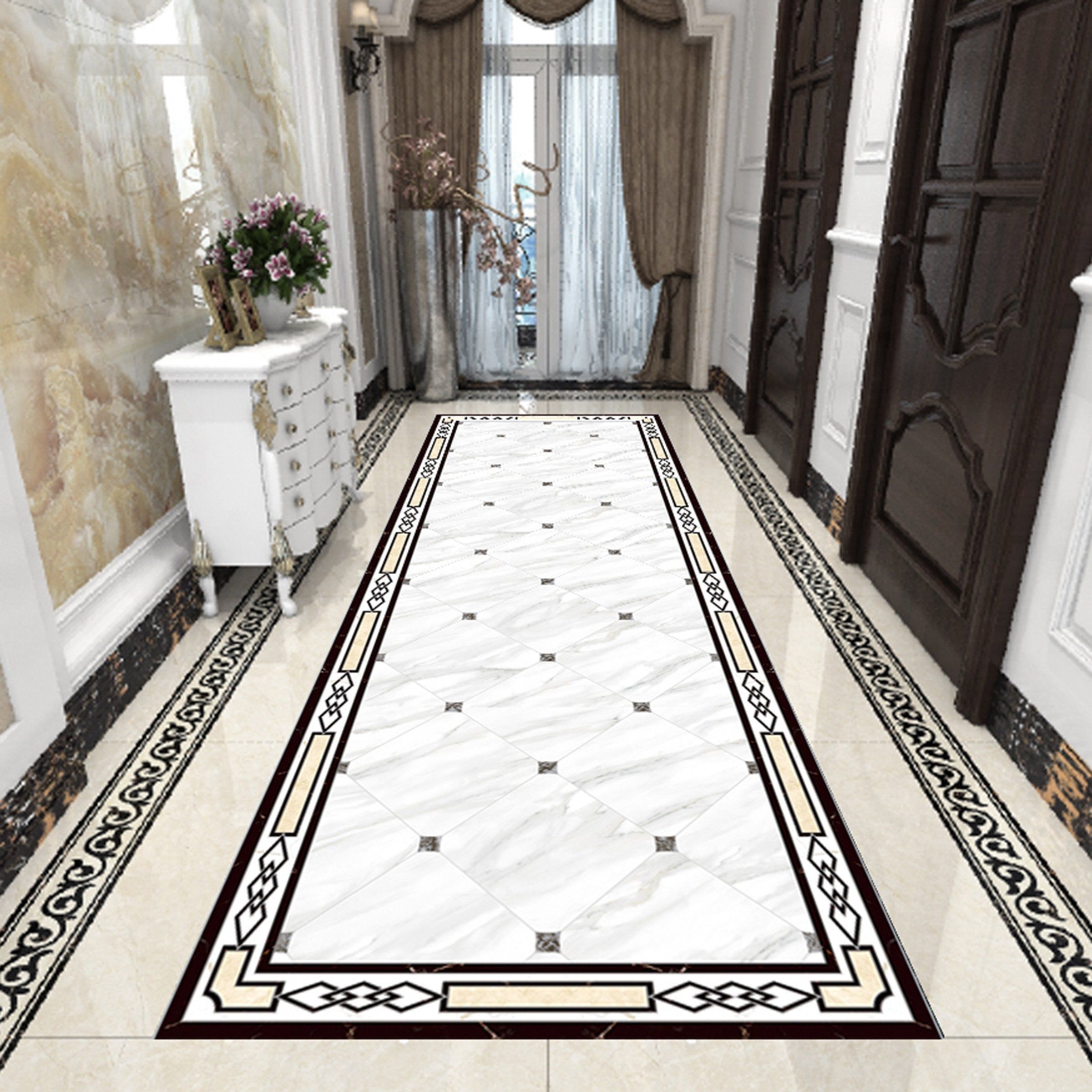 2400x2400 3D Black Marble Pattern WG578 Floor Mural Self Adhesive Sticker Bathro