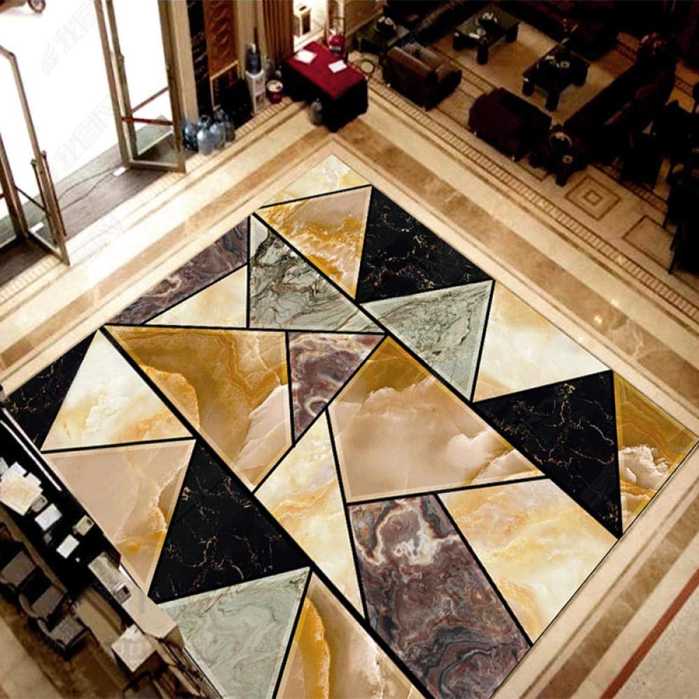 1000x1000 Modern Marble Geometric Floor Wallpaper Living Room Dining Room Flooring Tile Sticker PVC Self Adhesive 3D Floor Painting Murals, 350(W)×256(H)cm : Tools & Home Improvement