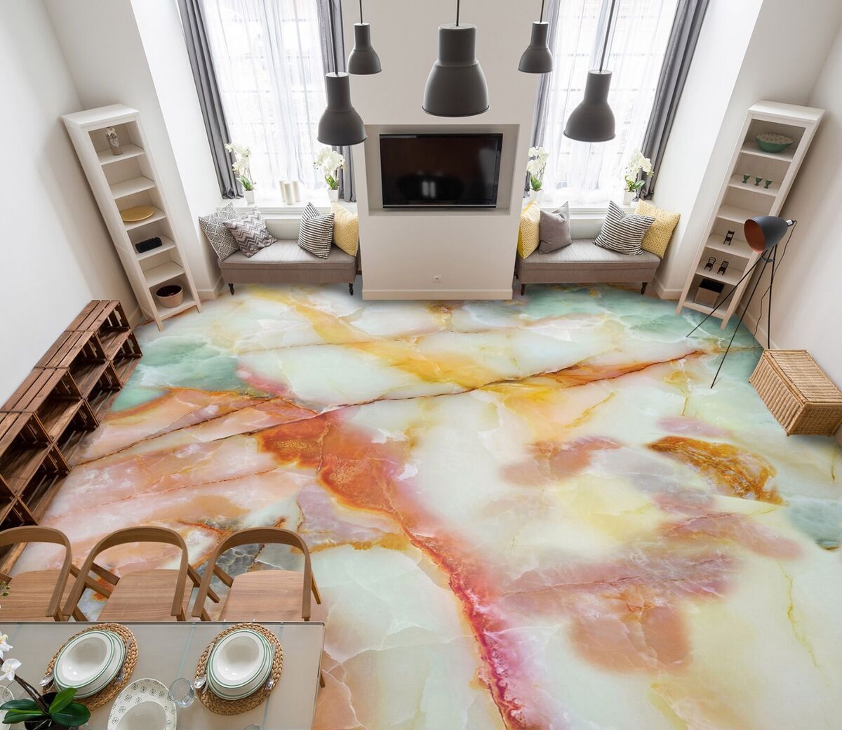 1200x1040 3D Colored Marble SKE175 Floor WallPaper Print Decal Epoxy Floor Deco Kay