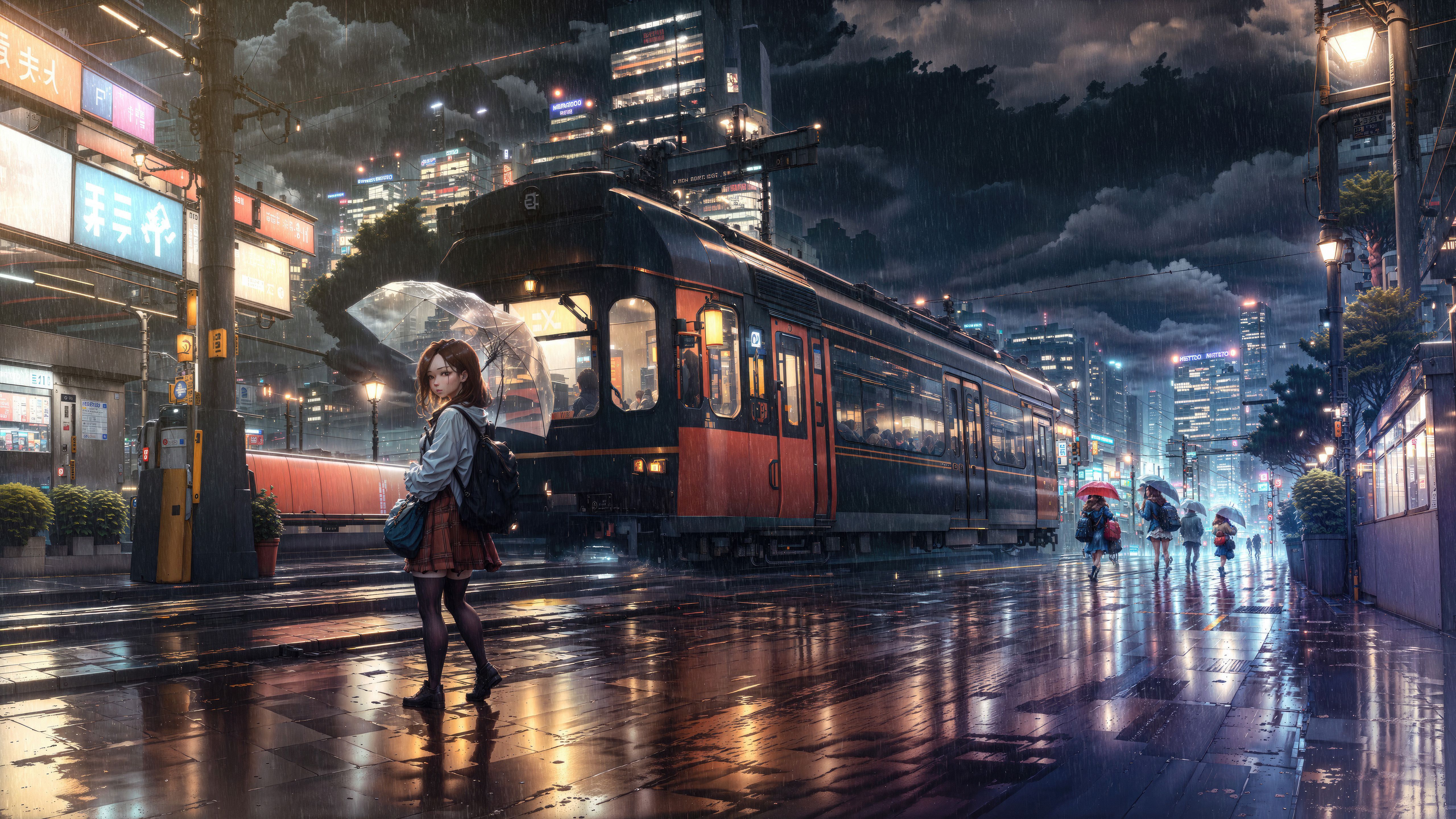 5120x2880 Rainy Day Anime Girl Looking Back 5k, HD Anime, 4k Wallpaper, Image, Background, Photo and Picture