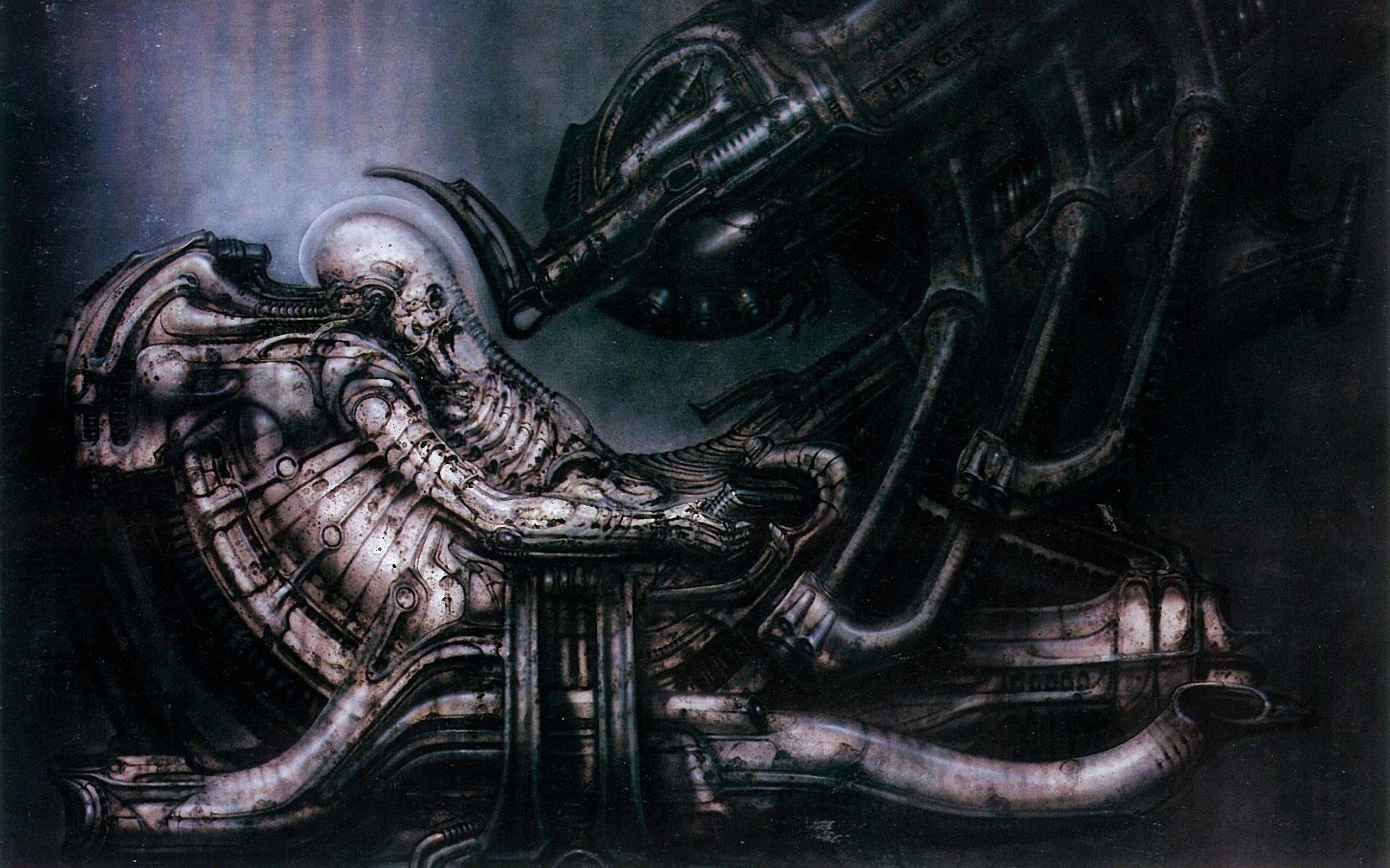 2560x1600 H R Giger Dark Black Grey Detailed Wallpaper:2560x1600