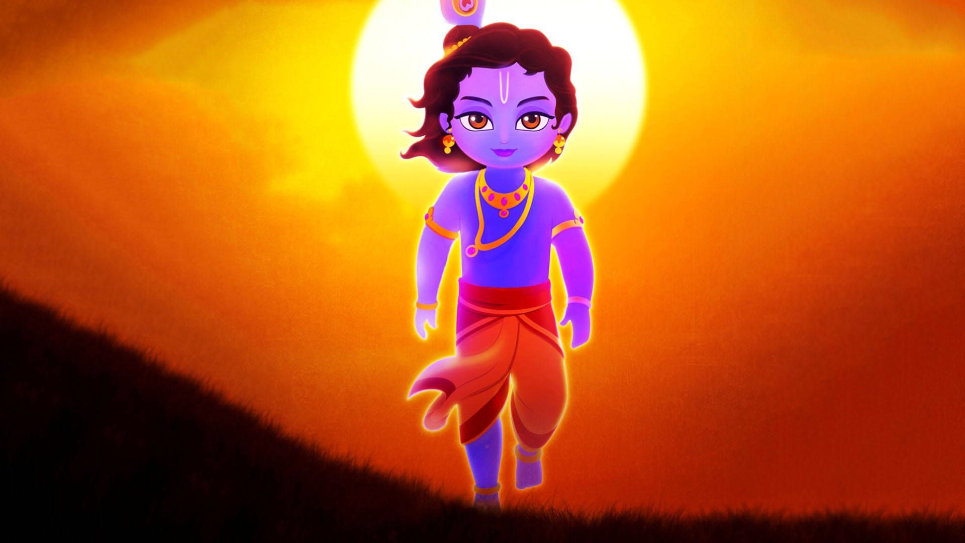 1920x1080 Download Cartoon God Full HD Lord Krishna Wallpaper