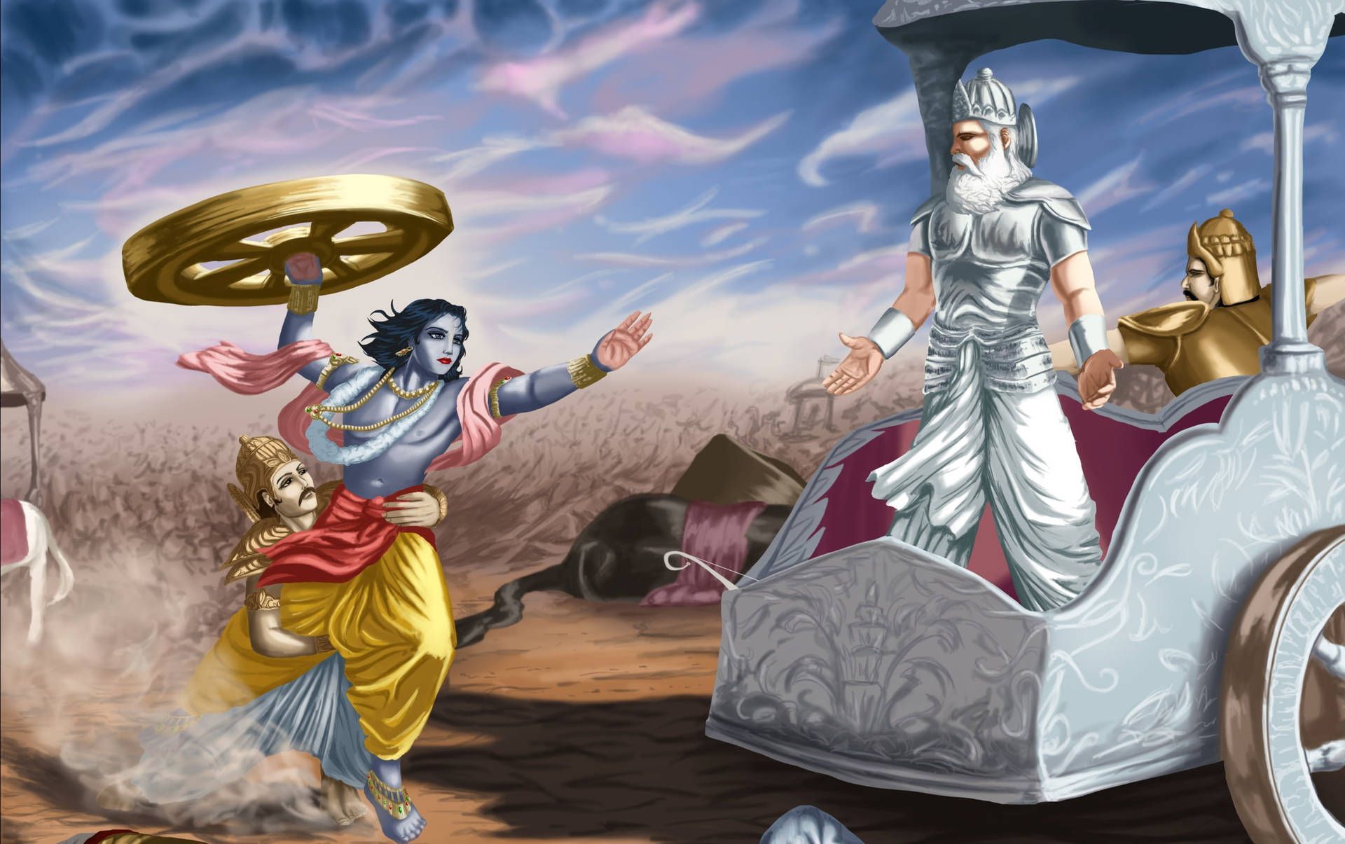 1920x1205 Download God Full HD Lord Krishna And Pitamah Wallpaper