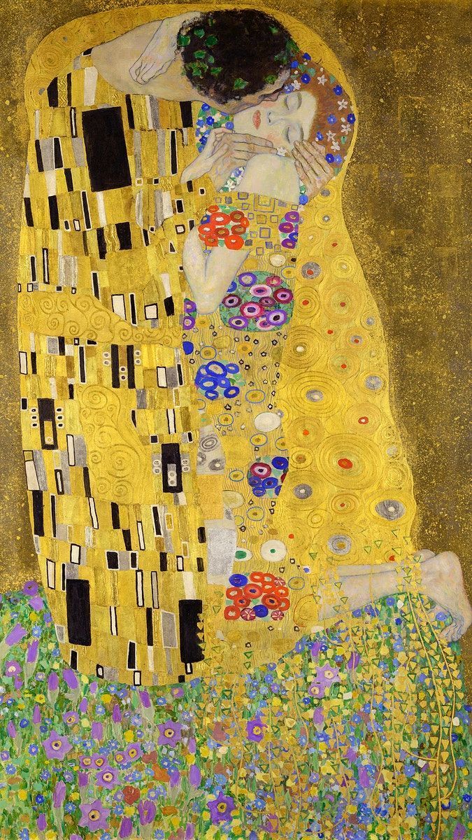675x1200 Download premium image of The Kiss iPhone wallpaper, Klimt art nouveau HD background about iphone wall. Famous art paintings, Klimt art, Renaissance art paintings